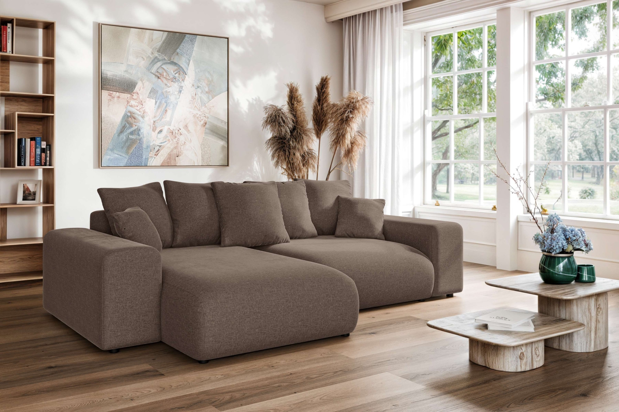 Home affaire Ecksofa »LAKESIDE mit Bettfunktion und Bettkasten, B/T/H 257/166/84 cm«, L-Form, Recamiere beidseitig montierbar, mit Wellenunterfederung
