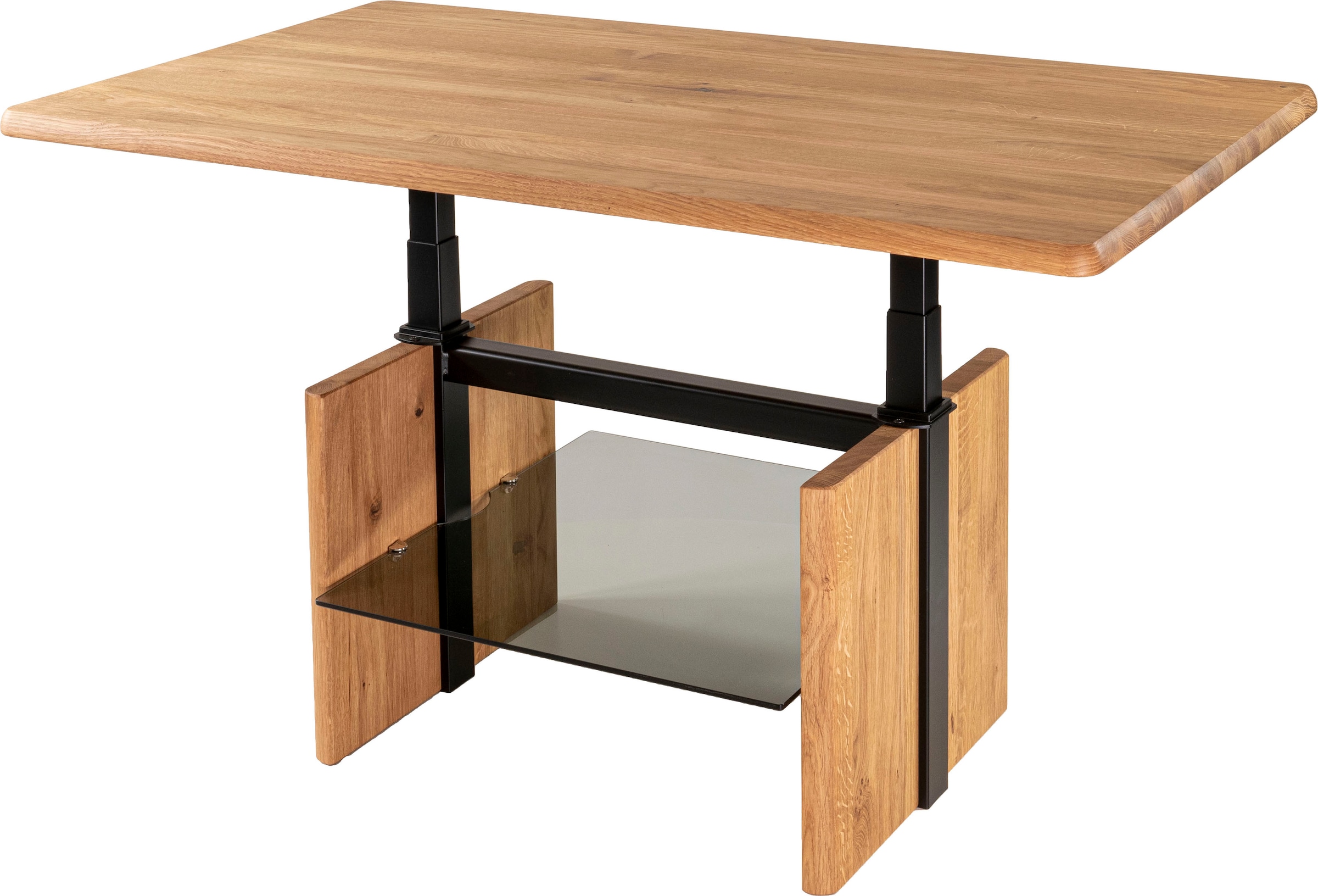 Vierhaus Couchtisch, Couchtisch, Platte wildeiche, höhenverstellbar durch Ilse Liftmechanik