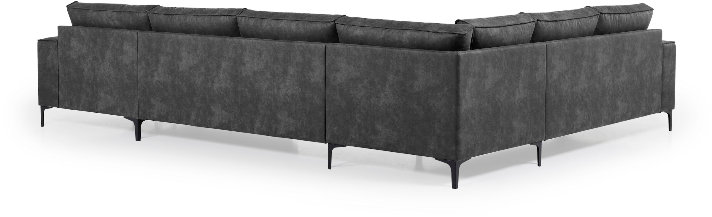 Places of Style Wohnlandschaft »XXL Sofa Oland, Struktur, Flachgewebe, Luxus-Microfaser, Boucle«, U-Form, 342 cm, Wellenunterfederung, Skandi-Design, Metallfüße