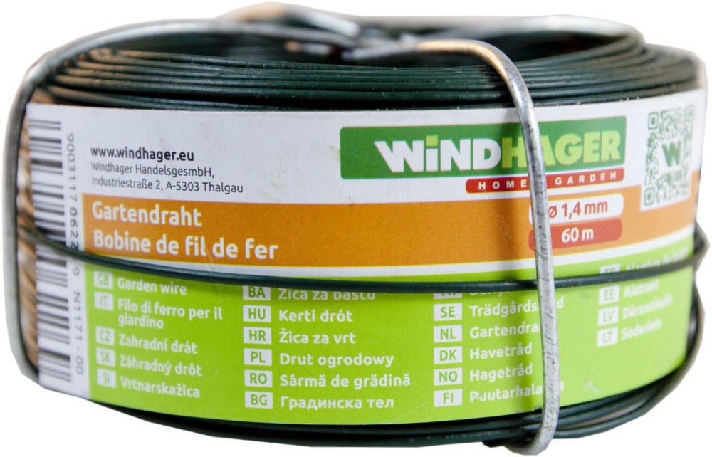 Windhager Pflanzschnur "Gartendraht für Garten-, Binde- und Bastelarbeiten" 1 Stk. tlg. Blumendraht erhältlich in 20 m oder 60 m, verzinkt, grün