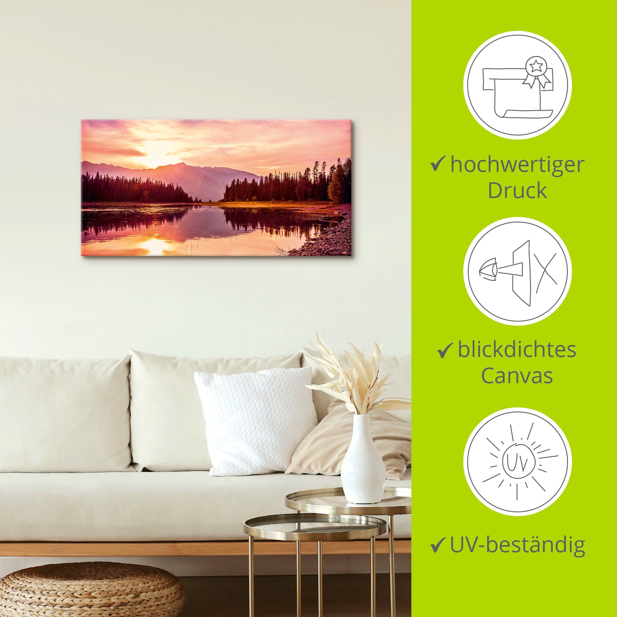 Artland Wandbild "Grand Teton Gebirge bei Sonnenuntergang", Sonnenaufgang & -untergang (1 Stück), in vielen Größen & Pro