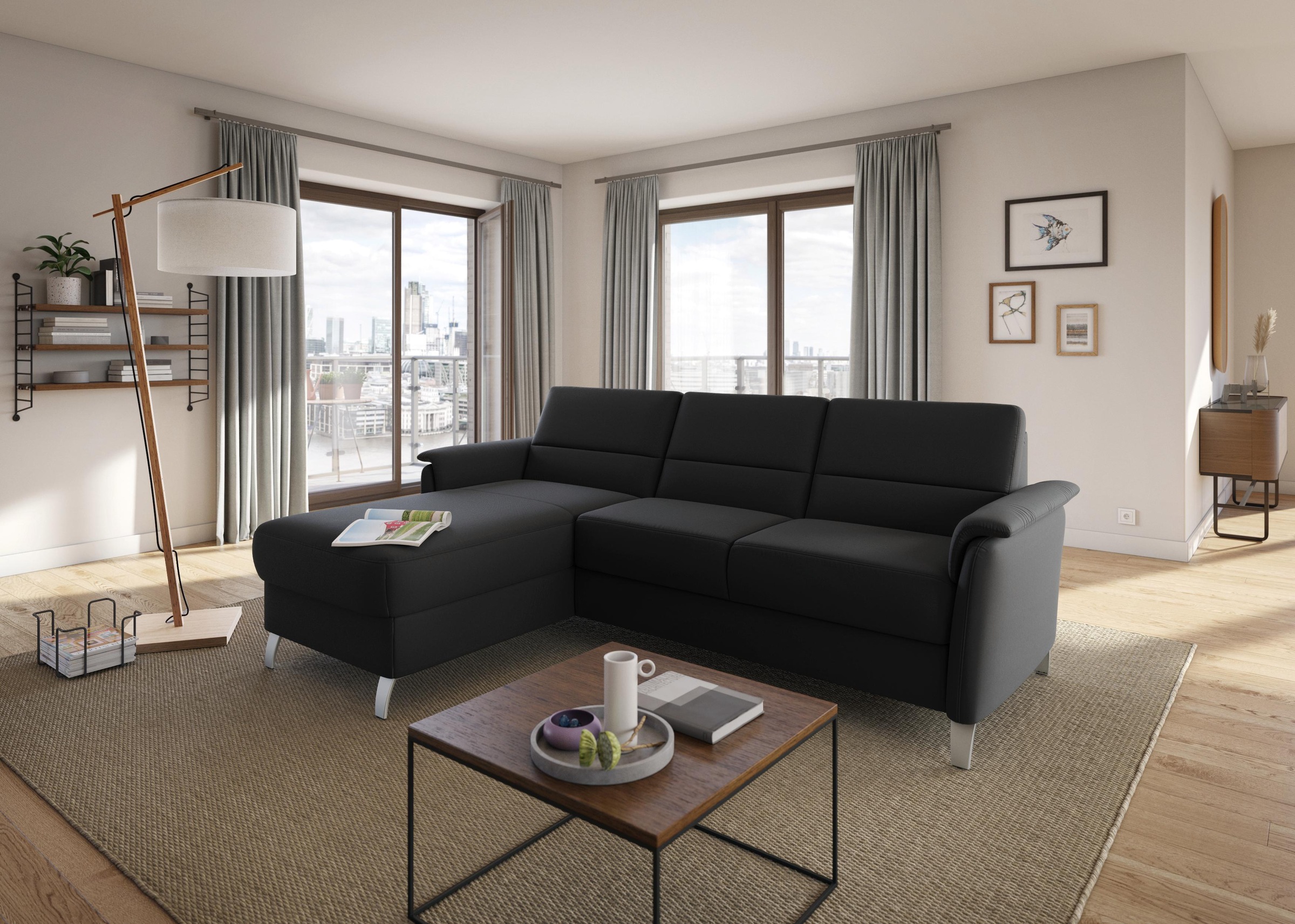 sit&more Ecksofa »Palmera L-Form, B: 244 cm«, optional Bettfunktion & Bettkasten, Federkern