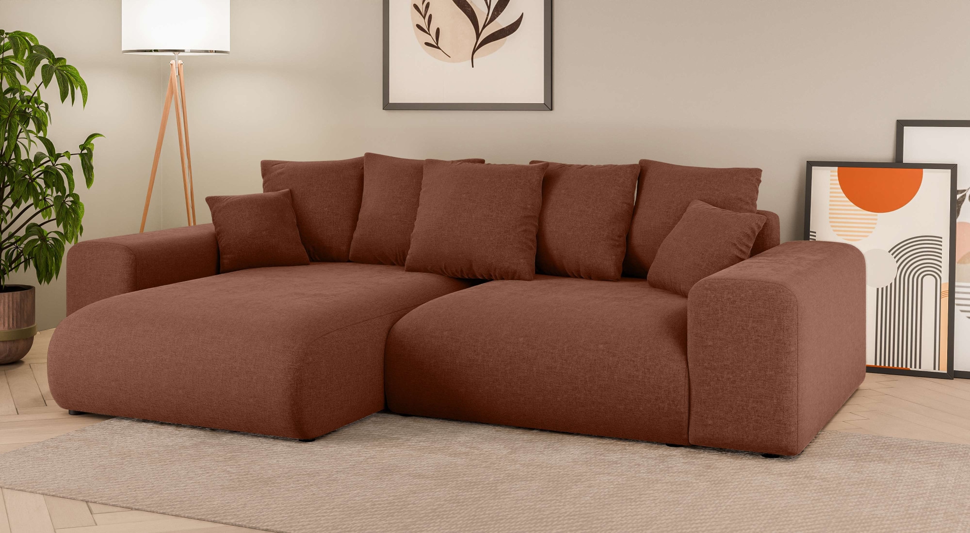 INOSIGN Ecksofa »LAKESIDE mit Bettfunktion und Bettkasten, B/T/H 257/166/84 cm«, L-Form, Recamiere beidseitig montierbar, Wellenunterfederung