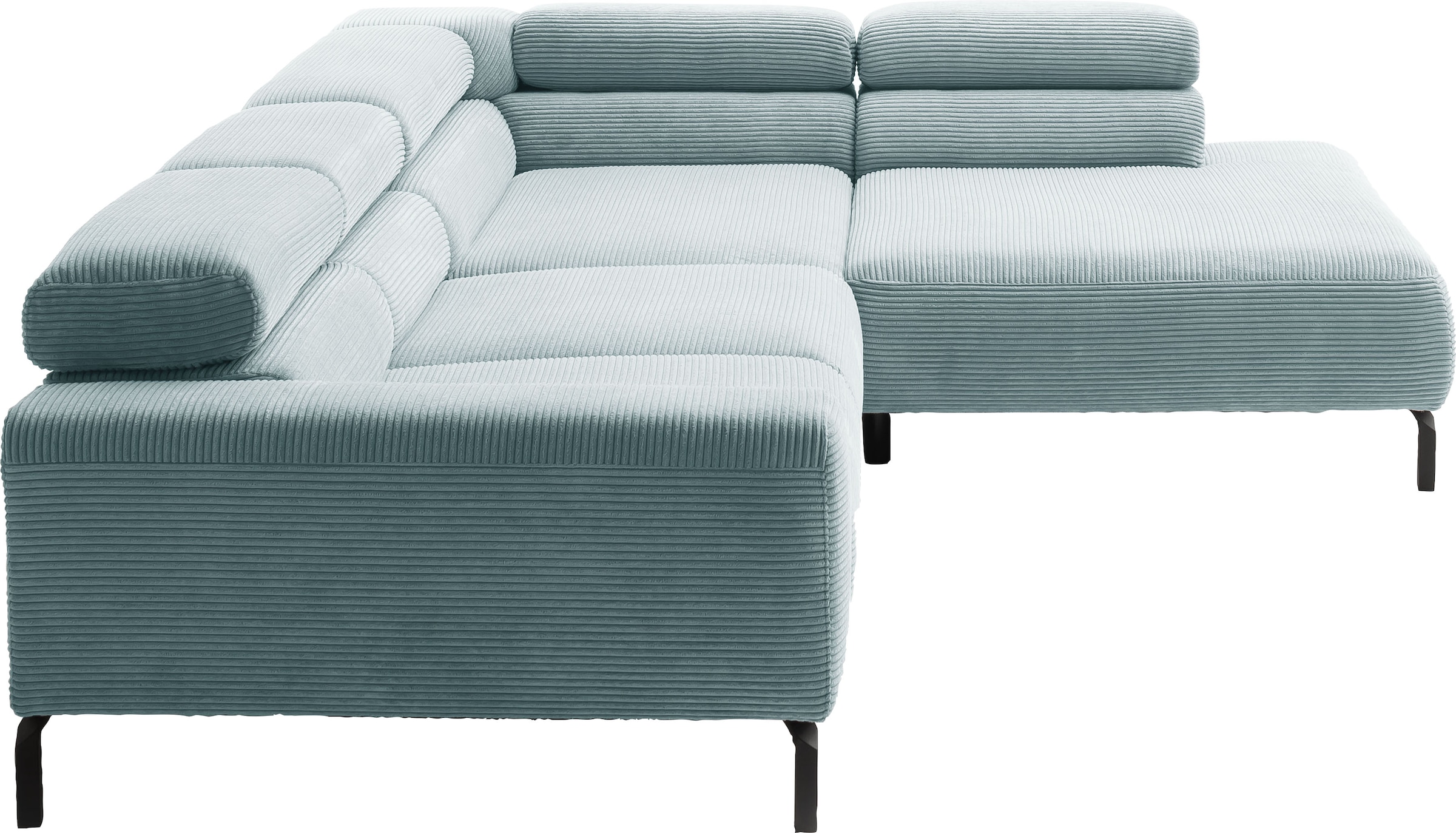 Places of Style Ecksofa »Antonelli, L-Form, inkl. Kopfteilverstellung, Breite 312 cm«, ohne Sitztiefenverstellung, in Cord, bleu
