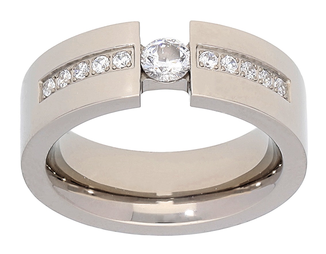TITANIA Fingerring »Titanring« mit Zirkonia
