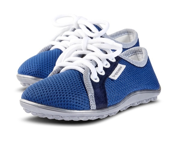 Barfußschuh LEGUANO "LEGUANITO AKTIV", Kinder, Gr. 23, blau, Textil, Schuhe Barfußschuh Schnürschuh, Halbschuh, Schnürer mit speziell entwickelter Halbkugel-Laufsohle