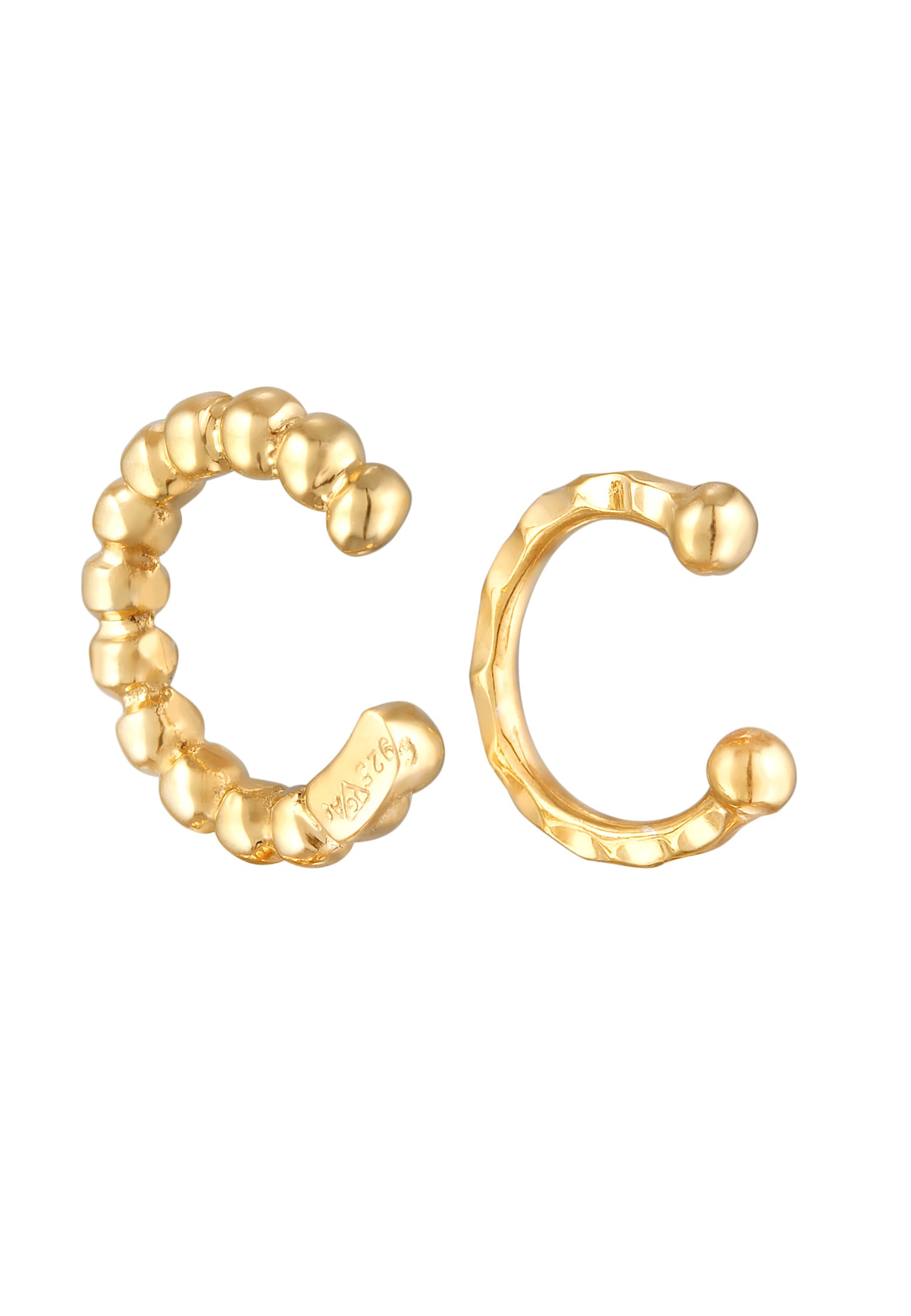 Elli Schmuckset »Ohrringe Earcuff 2er Set Dots Hammerschlag 925 Silber« ()