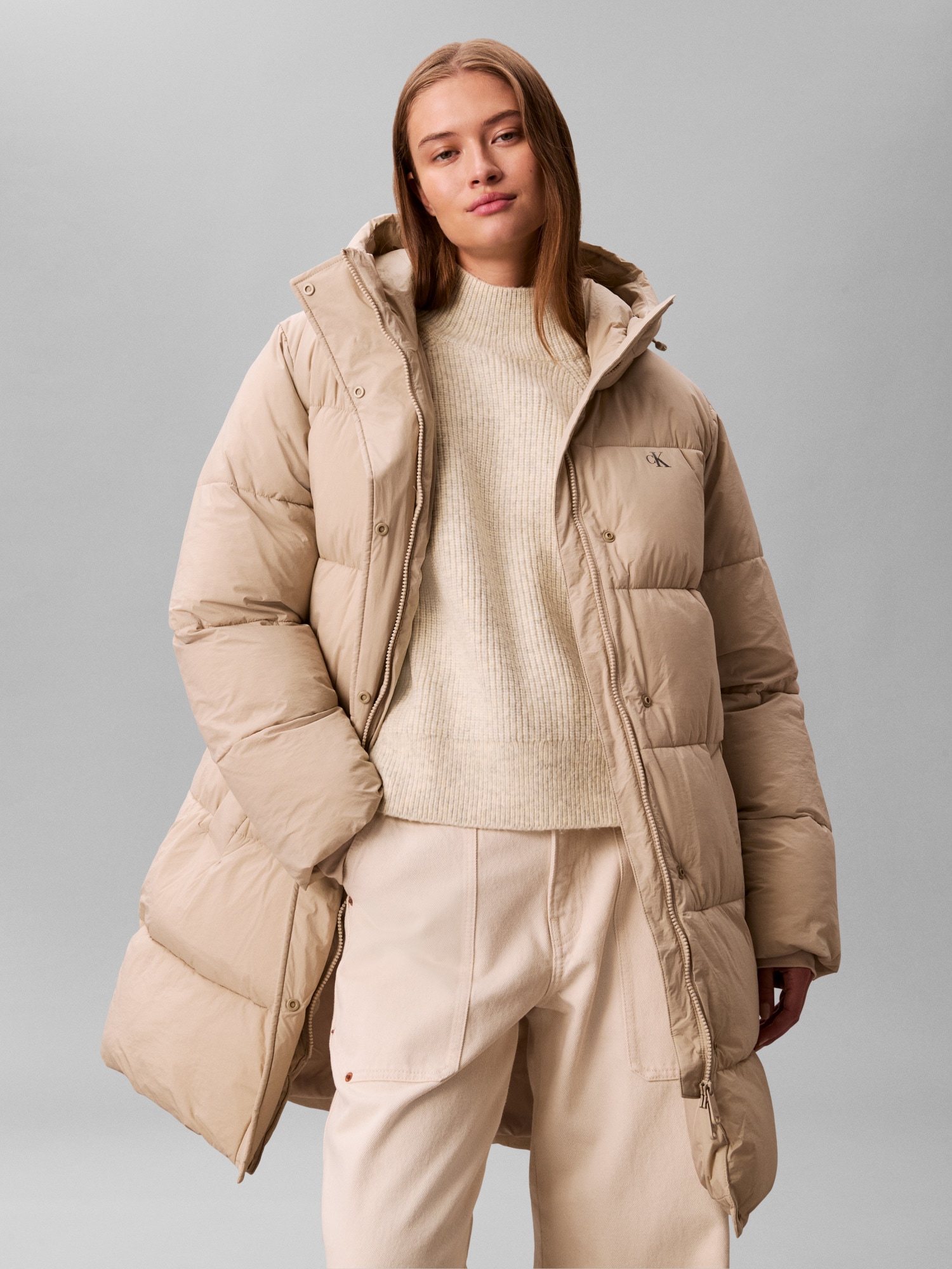 Calvin Klein Jeans Steppmantel »BELTED MIDWEIGHT LONG PUFFER« Mit Rundhalsausschnitt, regular fit