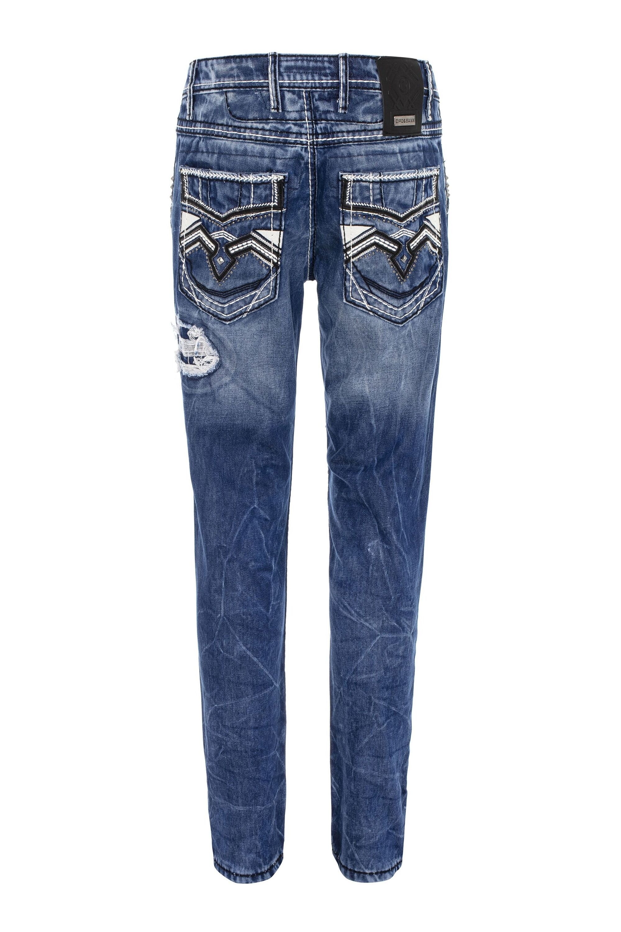 Cipo & Baxx Straight-Jeans »DENIM«, bequeme Jeans im angesagten Destroyed-Look, CD644