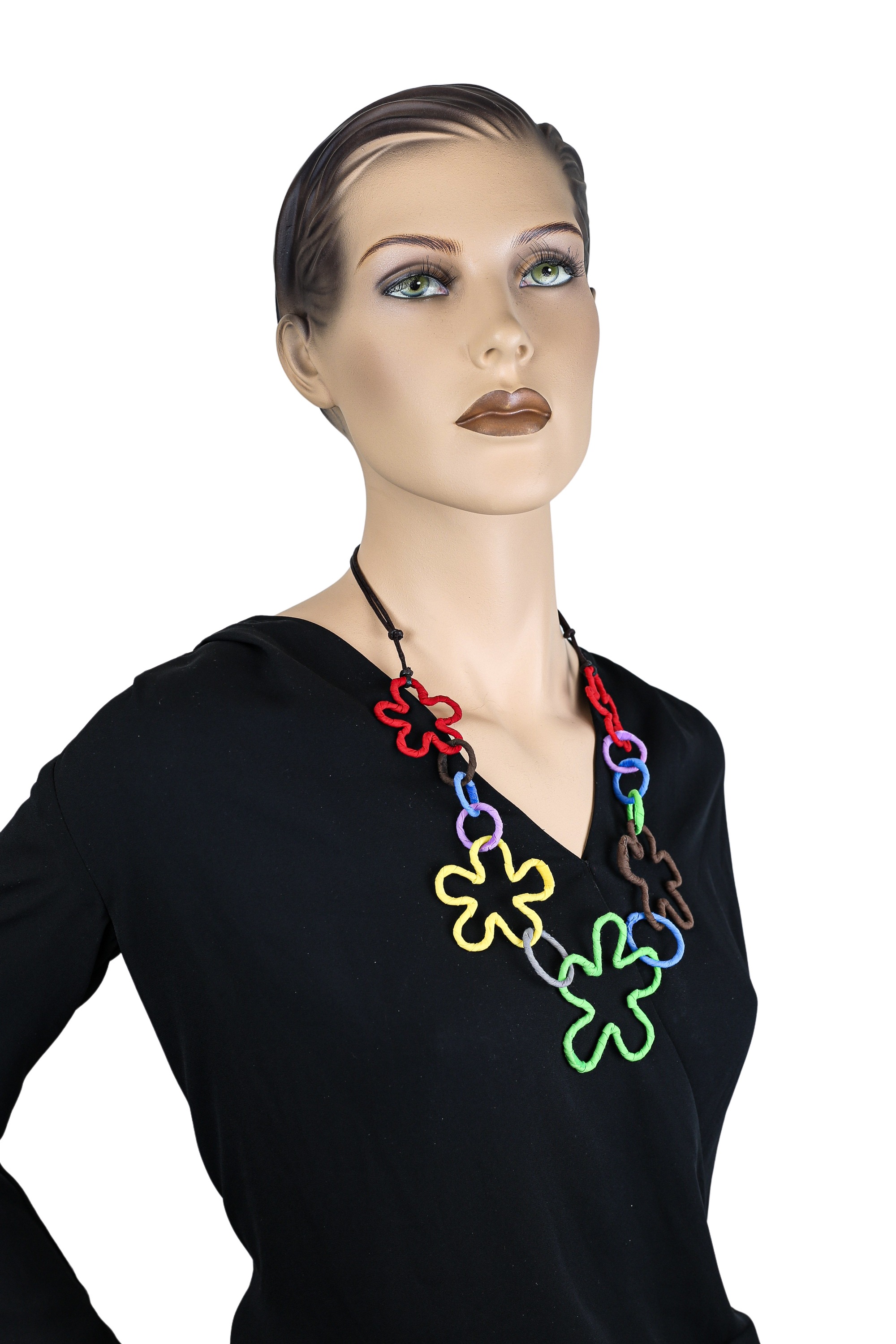 COLLEZIONE ALESSANDRO Kette mit Anhänger »Salita«, mit Stoff umwickelte Blüten und Ringe