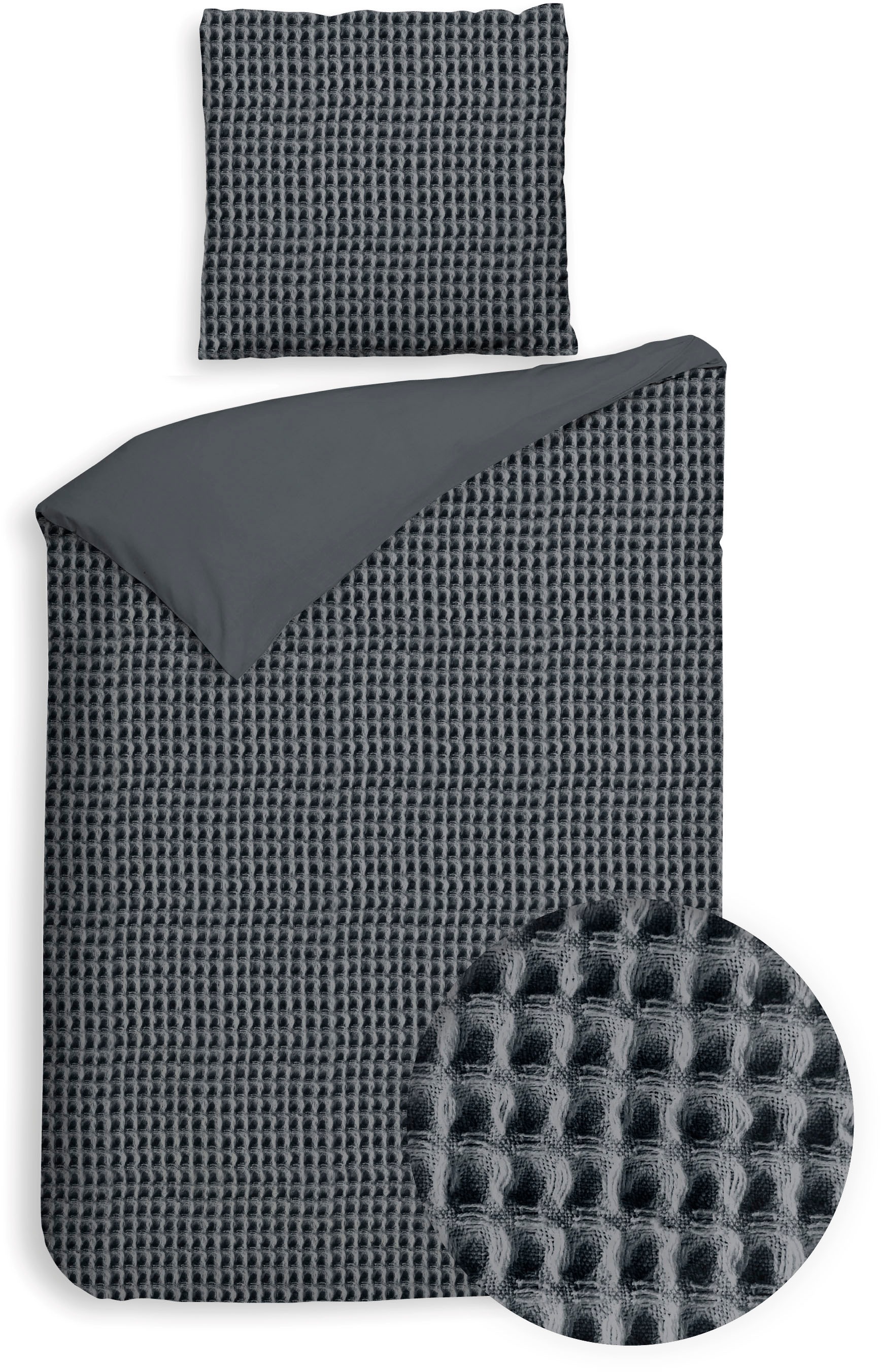 Heckett & Lane Wendebettwäsche "Vafala" 2 Stk. Waffelmuster,100% Baumwolle günstig online kaufen