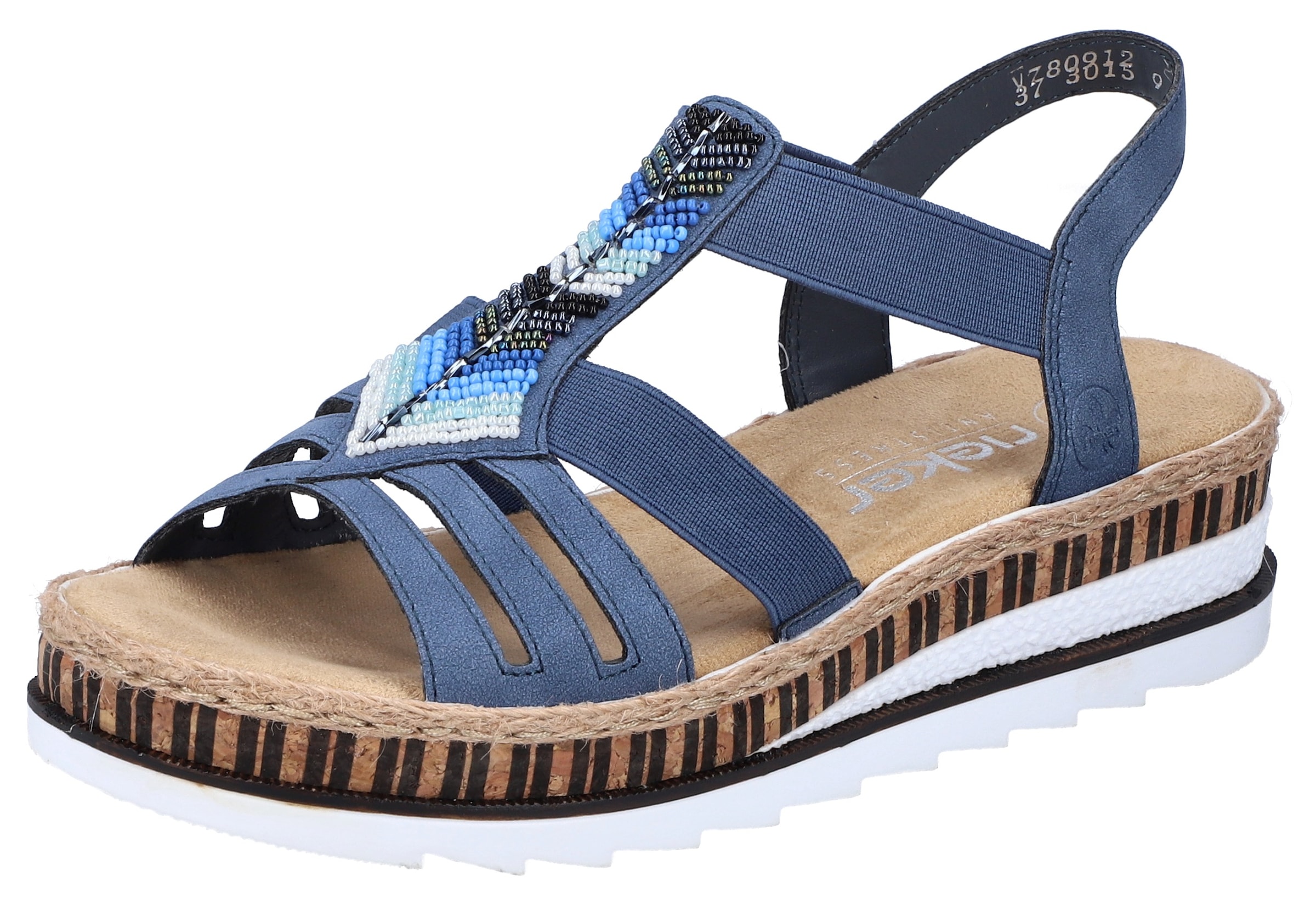 Rieker Keilsandalette, Sommerschuh, Sandalette mit Gummizügen für guten Sitz