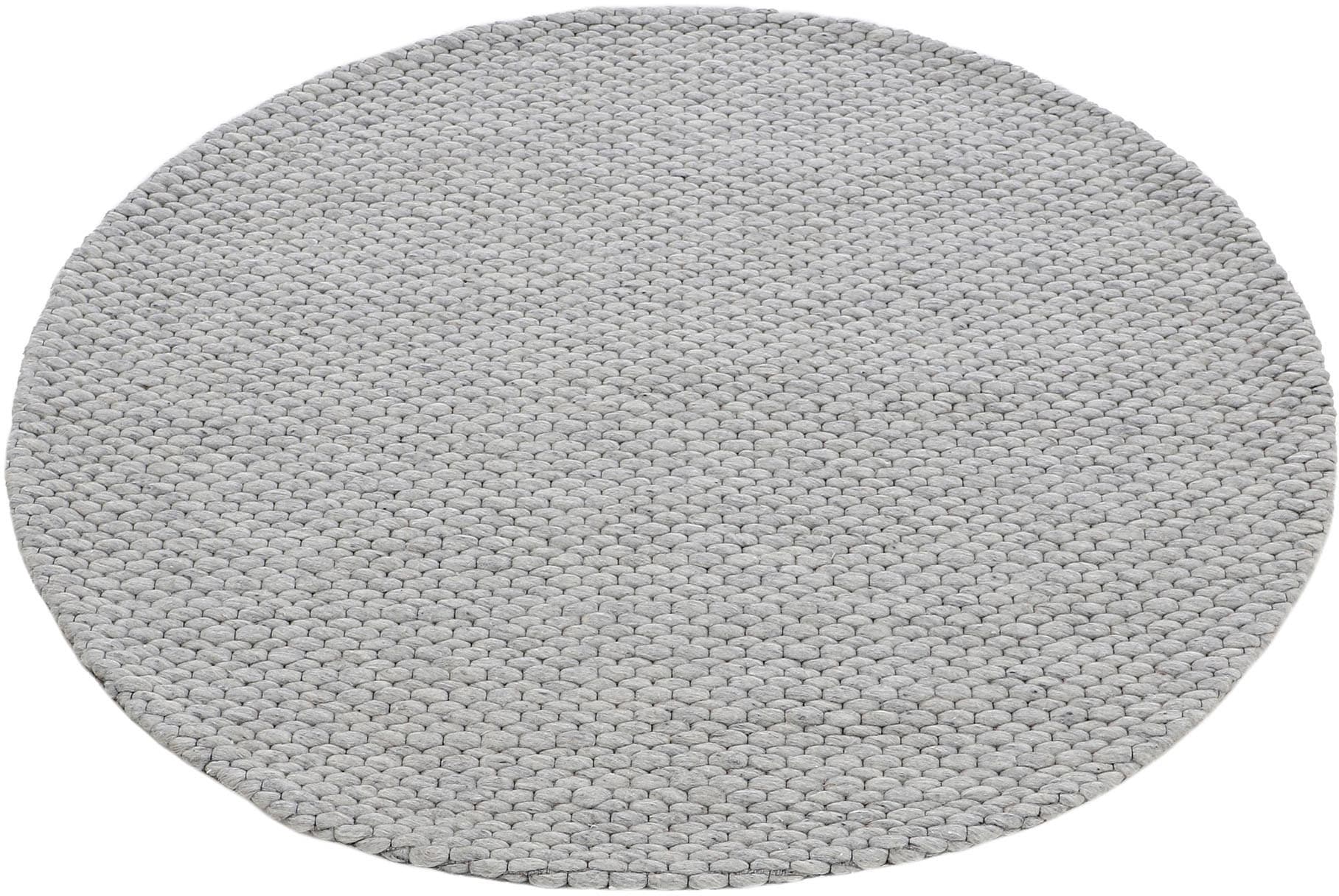 carpetfine Wollteppich »Sina«, rund, 14 mm Höhe, grobe Struktur, Zeitloses Design, reine Wolle, Wohnzimmer