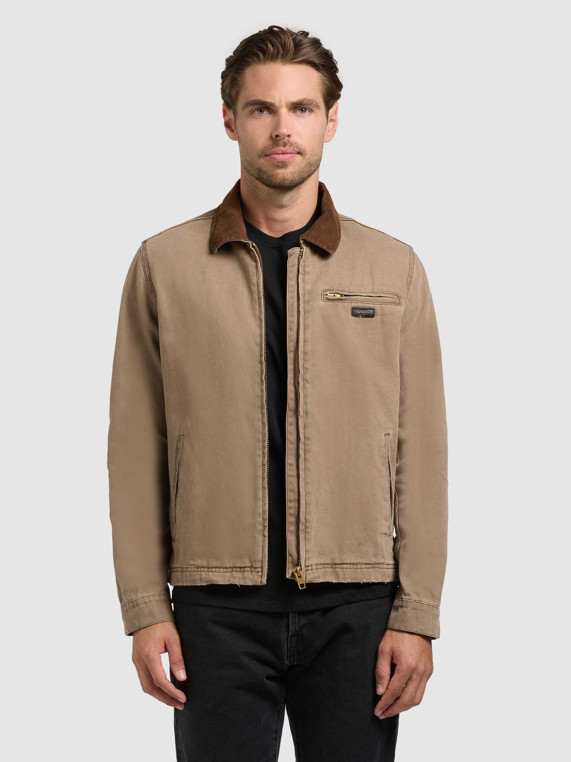 Blouson KHUJO "DEDDY", Herren, Gr. XL, braun, Canvas, 100% Baumwolle, regular fit, mit Druckknopf, Jacken Blouson