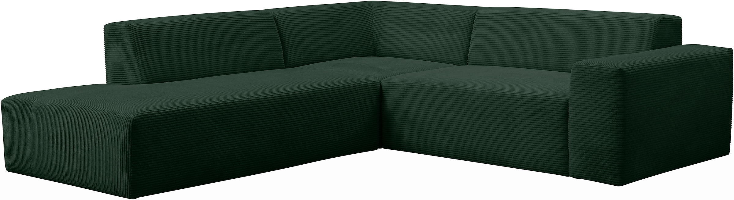 WERK2 Ecksofa »Zeus-M, tolles Sofa mit schönen Details, L-Form«, Curvy Trend Garnitur, urbane Optik, komfortable Wellenunterfederung