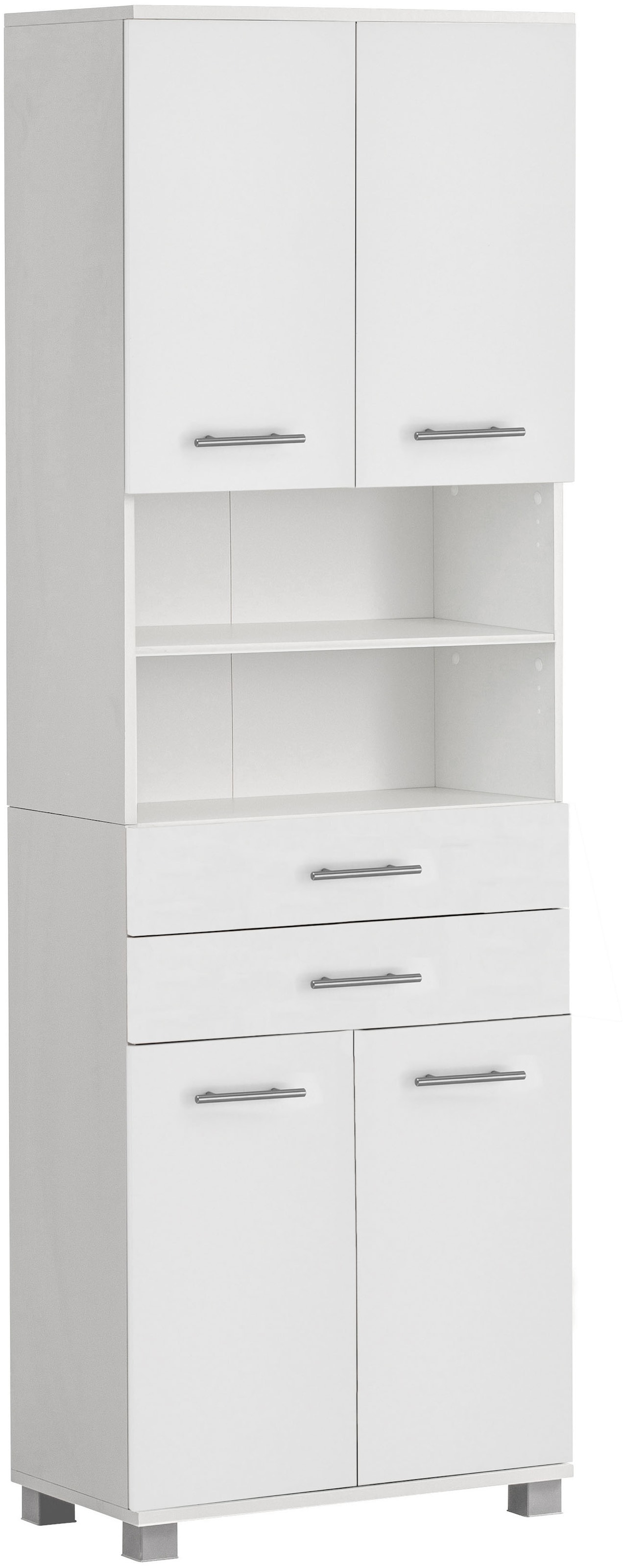 welltime Hochschrank »Emmi, Breite 59 cm made in Germany«, 4 Türen, Metallbeschläge