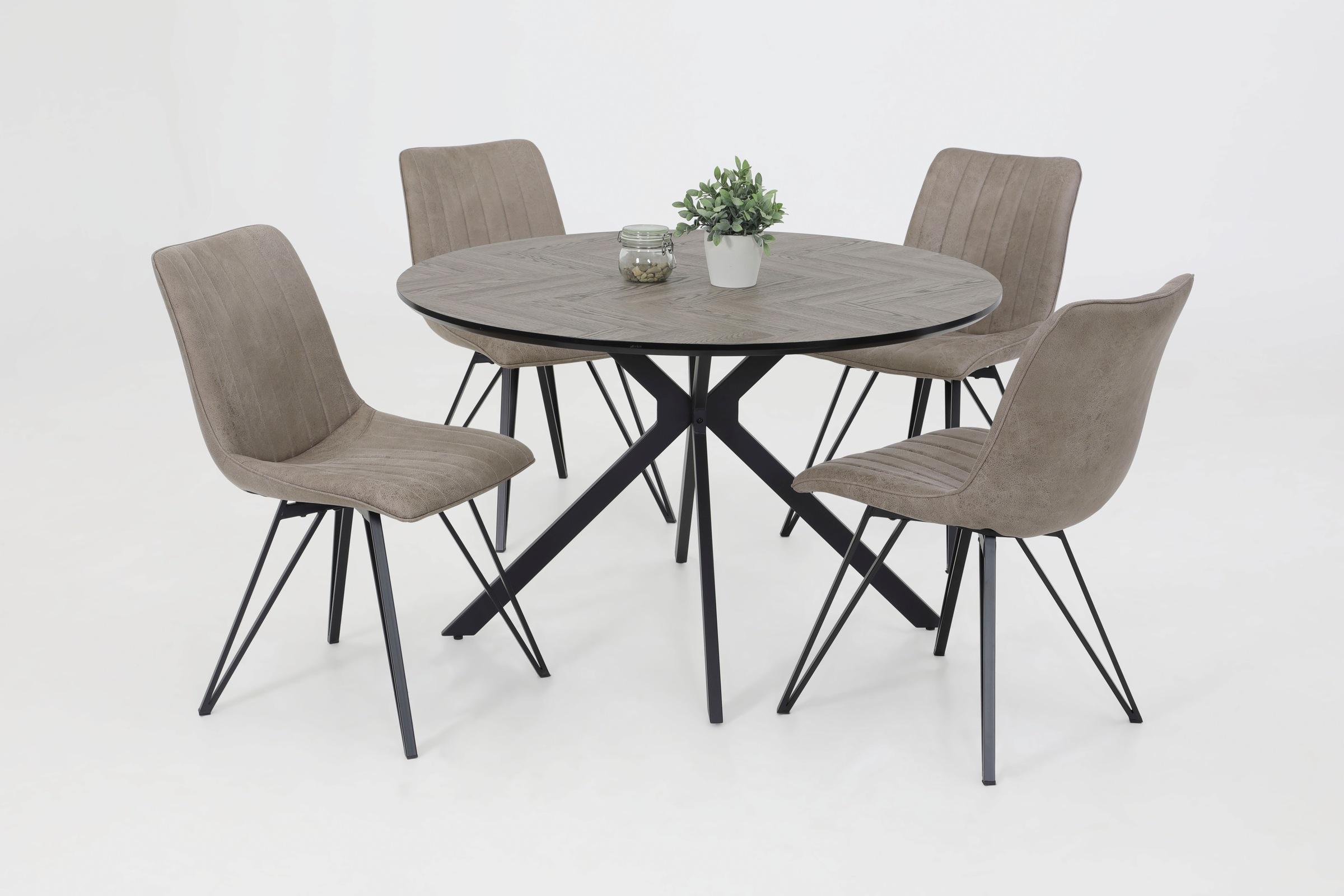 HELA Esstisch "PETRA" 1 Stk. tlg. rund, Schweizer Kante, MDF, Fischgrät Nac günstig online kaufen