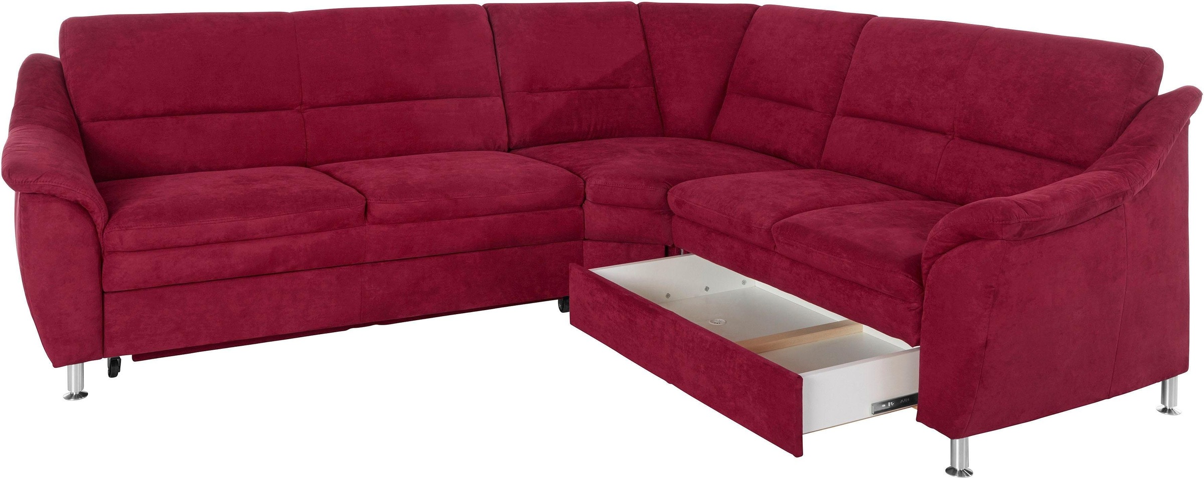 Ecksofa HOME AFFAIRE "Cardoso L-Form", rot (bordeaux), B:260cm H:90cm T:230cm, Luxus-Microfaser ALTARA NUBUCK (100% Polyester);Luxus-Microfaser weich (90% Polyester, 10% Polyamid);Struktur (52%Polyester, 35% Acryl, 13%Cotton);Luxus-Microfaser Lederoptik ( 10