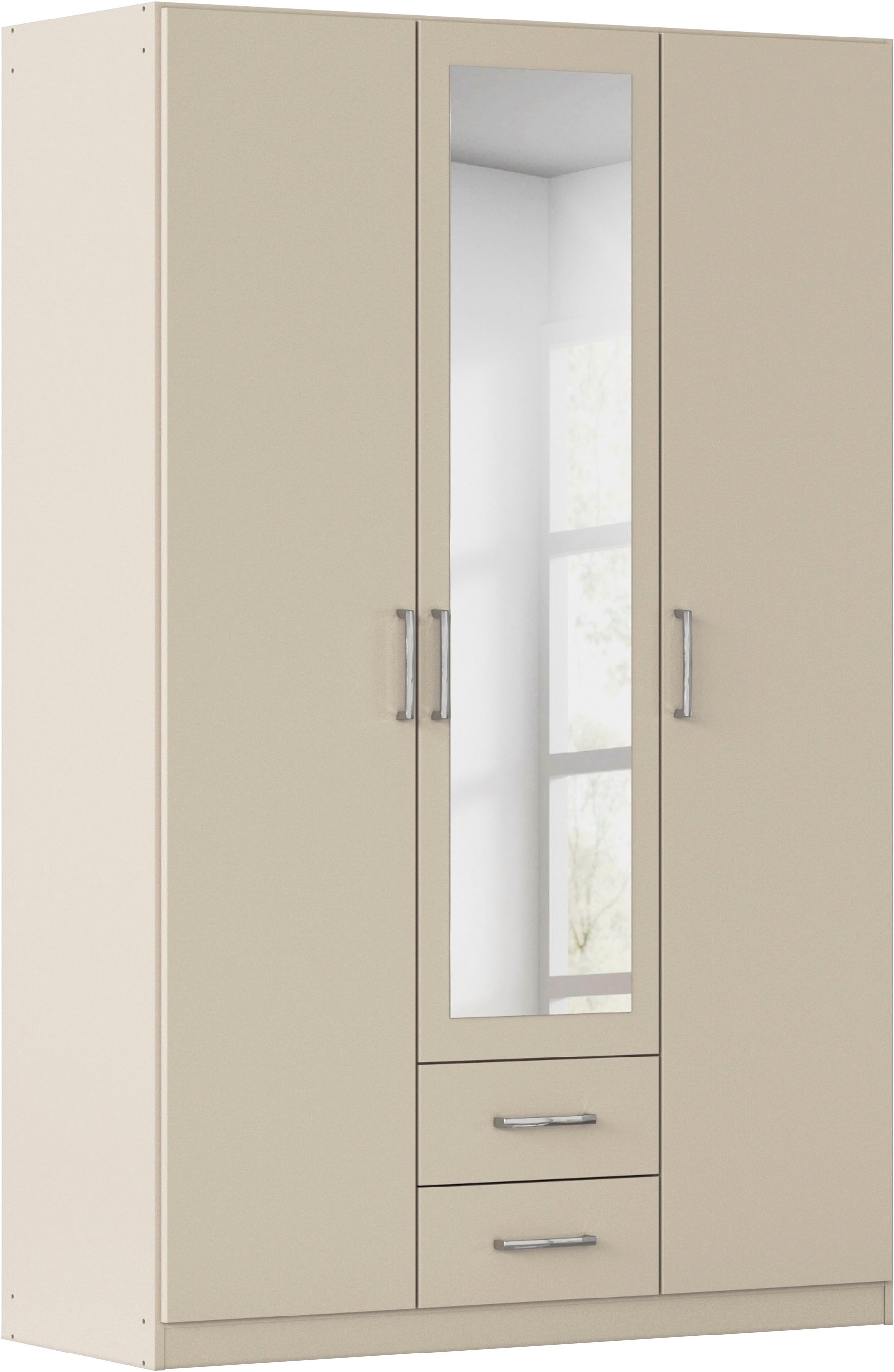 rauch Kleiderschrank "Schrank Garderobe Ankleide GAMMA Breiten 91/136/181/226/271/315/360 cm" in 3 Ausstattungen BASIC/CLASSIC/PREMIUM (inkl. SOFT-CLOSE-Funktion), verschiedene Griff-Varianten, mit Spiegel TOPSELLER MADE IN GERMANY