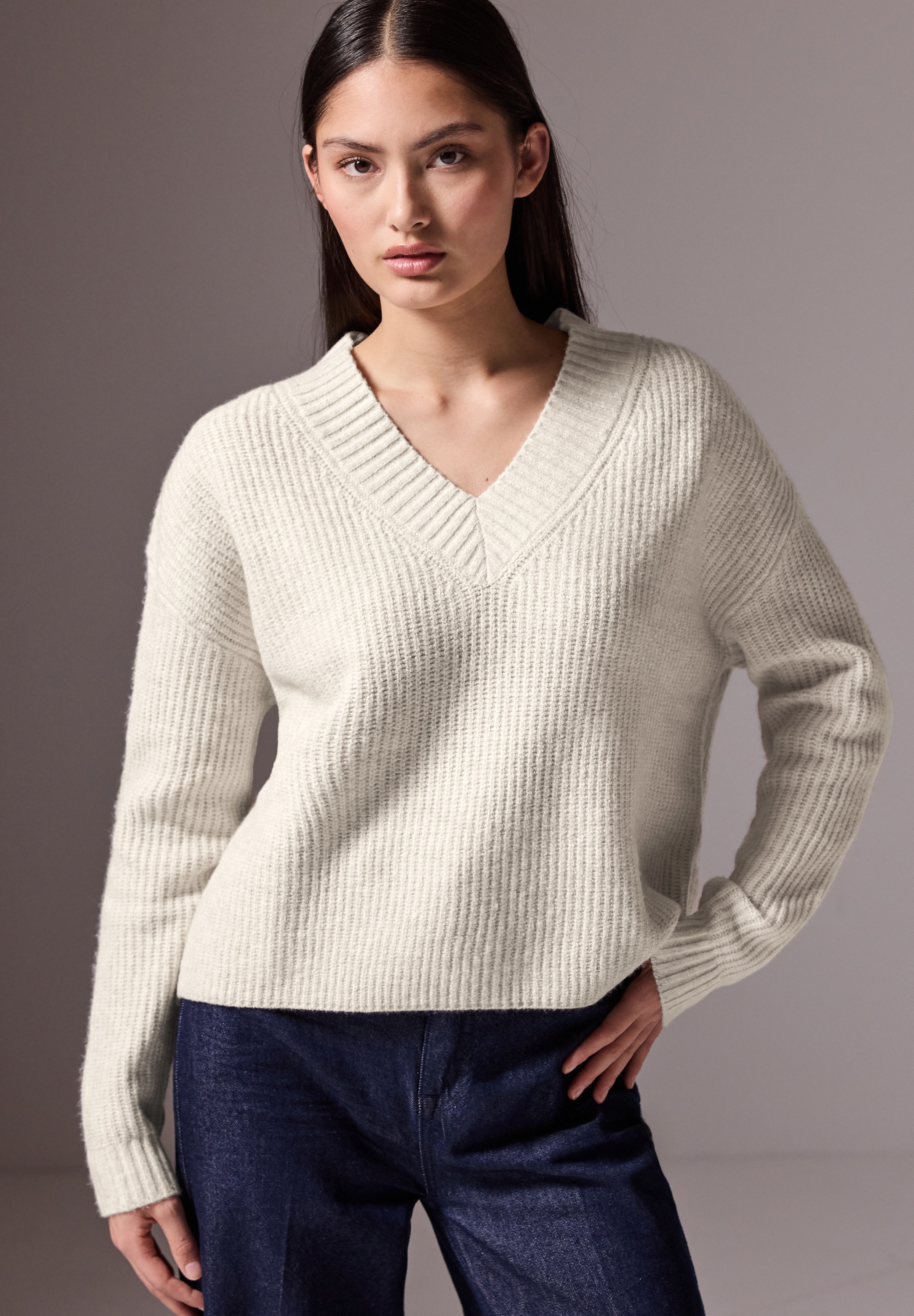 STREET ONE STUDIO Strickpullover mit V-Ausschnitt