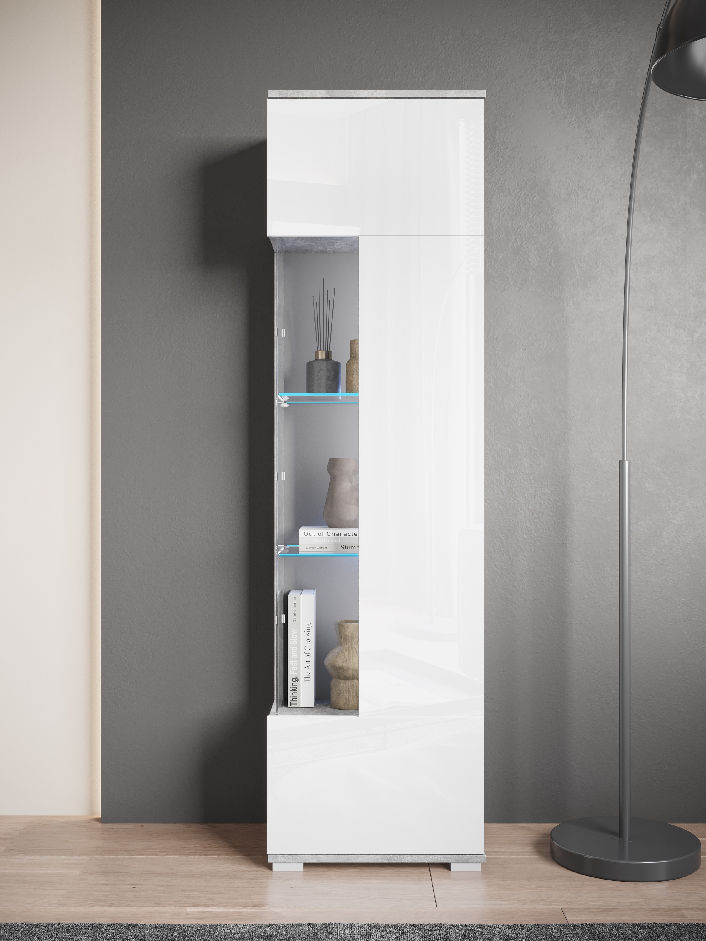 INOSIGN Vitrine »Kenia, stehend und hängend, Türanschlag wechselbar«, (1 St.), Vitrineschrank mit Glastüren 160 cm Höhe