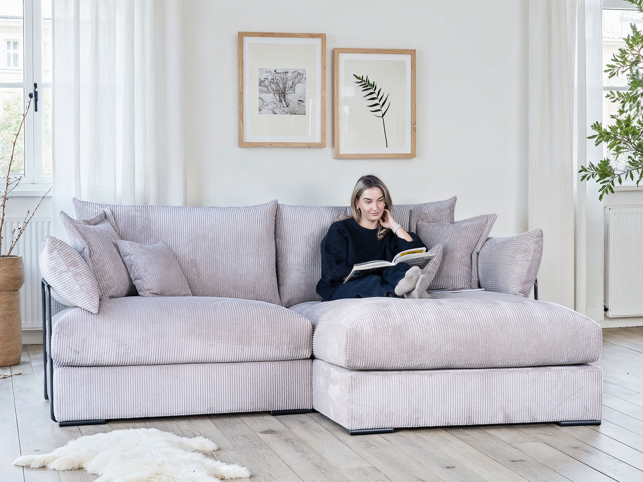 Home affaire Ecksofa "Casa XL L-Form, B: 190 cm" 4 Zierkissen, Mega-Sofa, in Cord oder Chenille-Struktur, Federkern