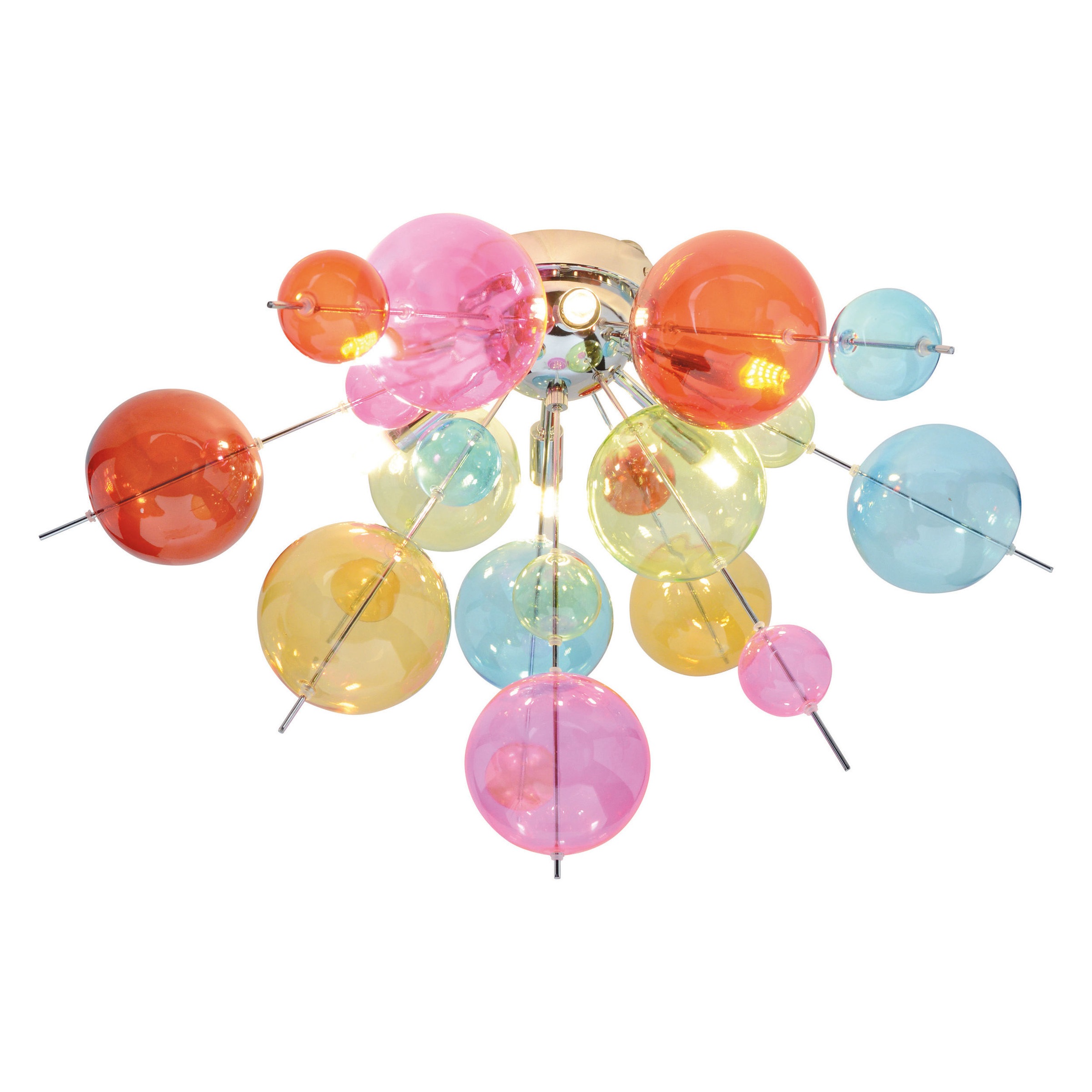 näve Deckenleuchte »Explosion« G9 1 Stk. exkl. 6x G9, bunte Glaskugeln, Gestell chromfarben, halbrund, D: 57cm