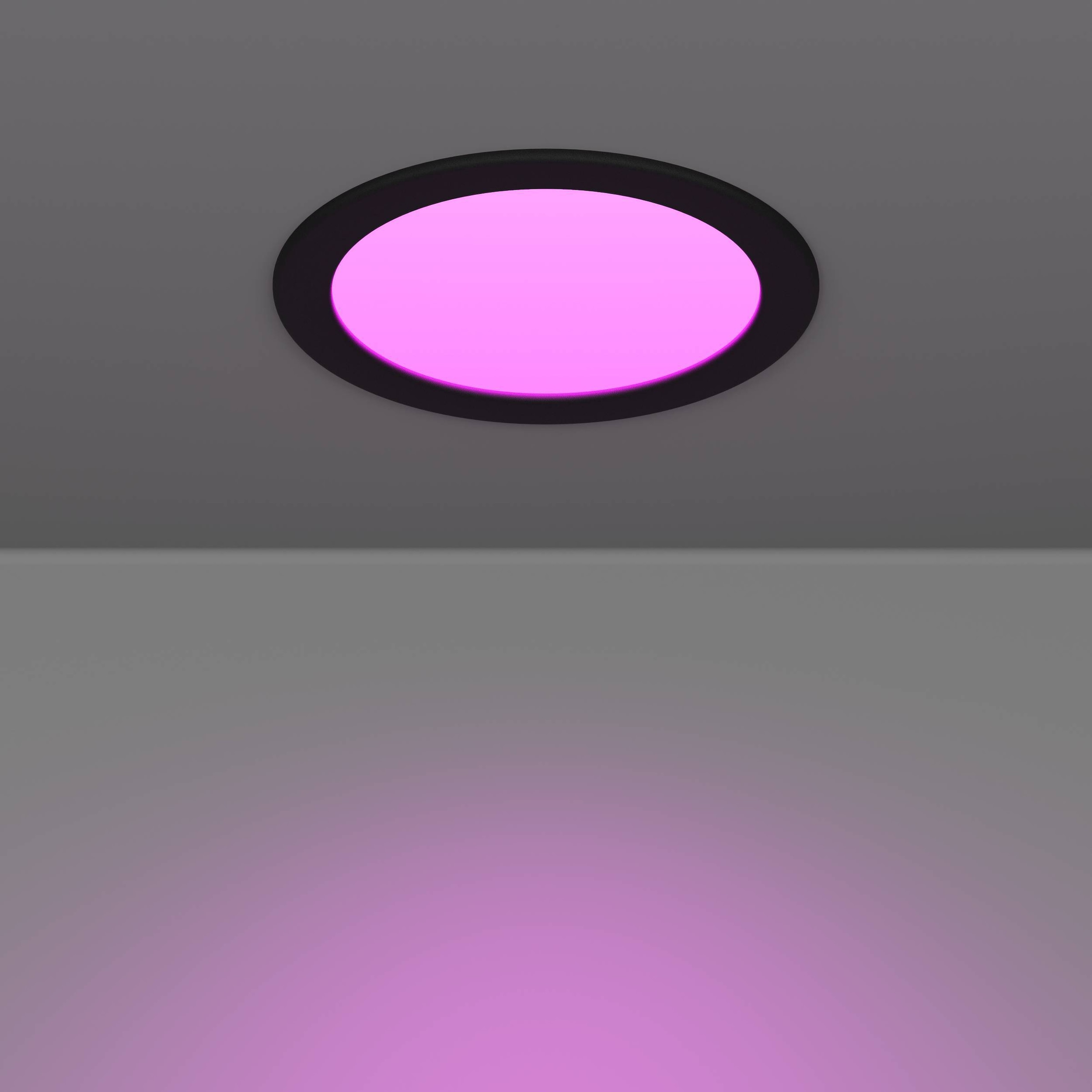 EGLO Einbauleuchte »Fueva 6-Z Deckenlampe, ZigBee, App und Sprachsteuerung, Badlampe, IP44« LED-Modul 1 Stk. Kaltweiß | RGB Einbauleuchte - Ø16,8 x ET40 cm - schwarz - 9,5W inkl.