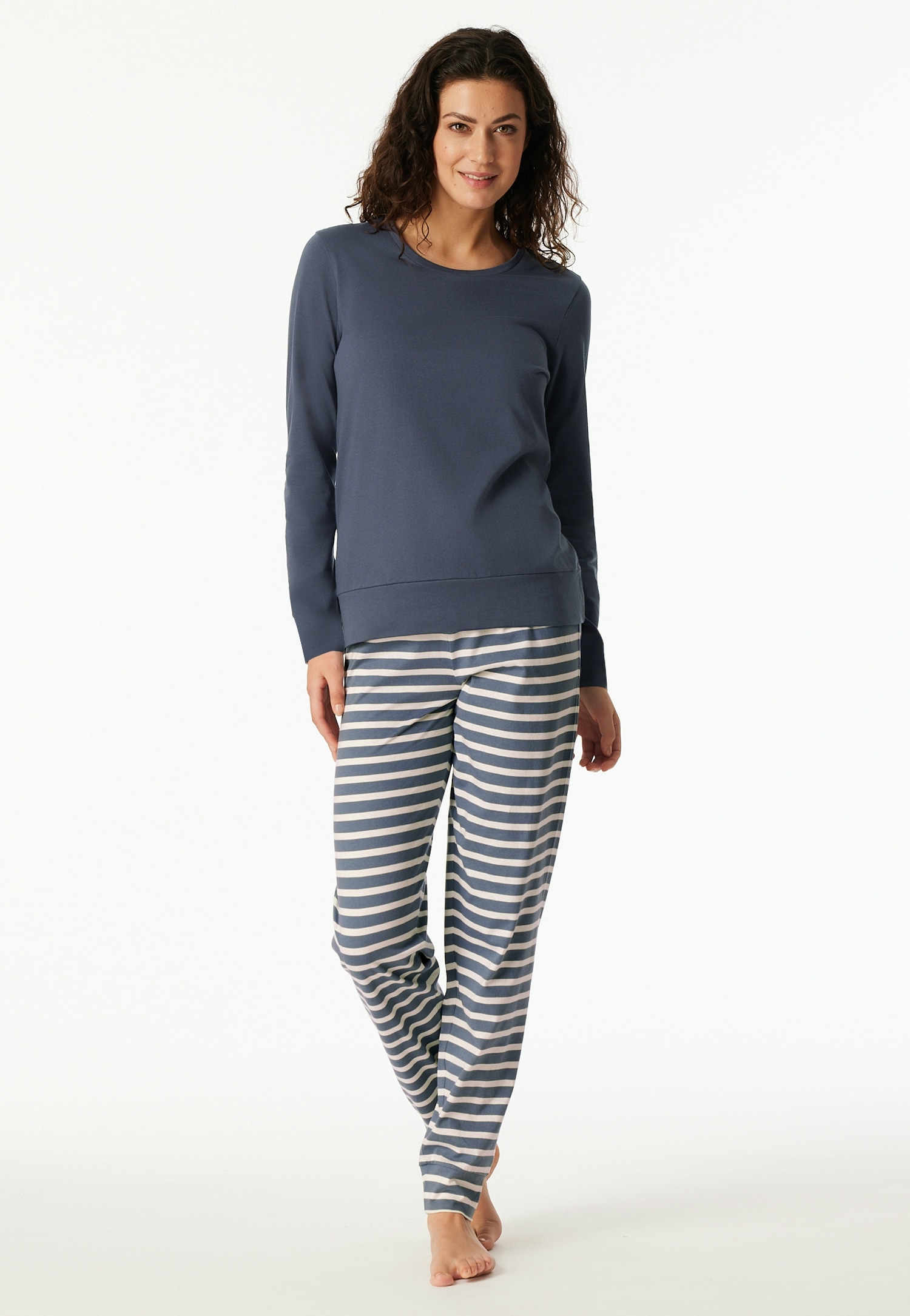 Schiesser Schlafanzug "Casual Essentials", (2 tlg.), Baumwolle, Rundhalsaus günstig online kaufen