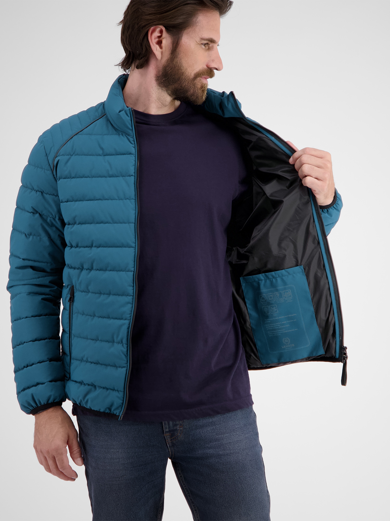 LERROS Steppjacke »LERROS Leichte Herren Funktions-Steppjacke«, ohne Kapuze, Wasser_Wind