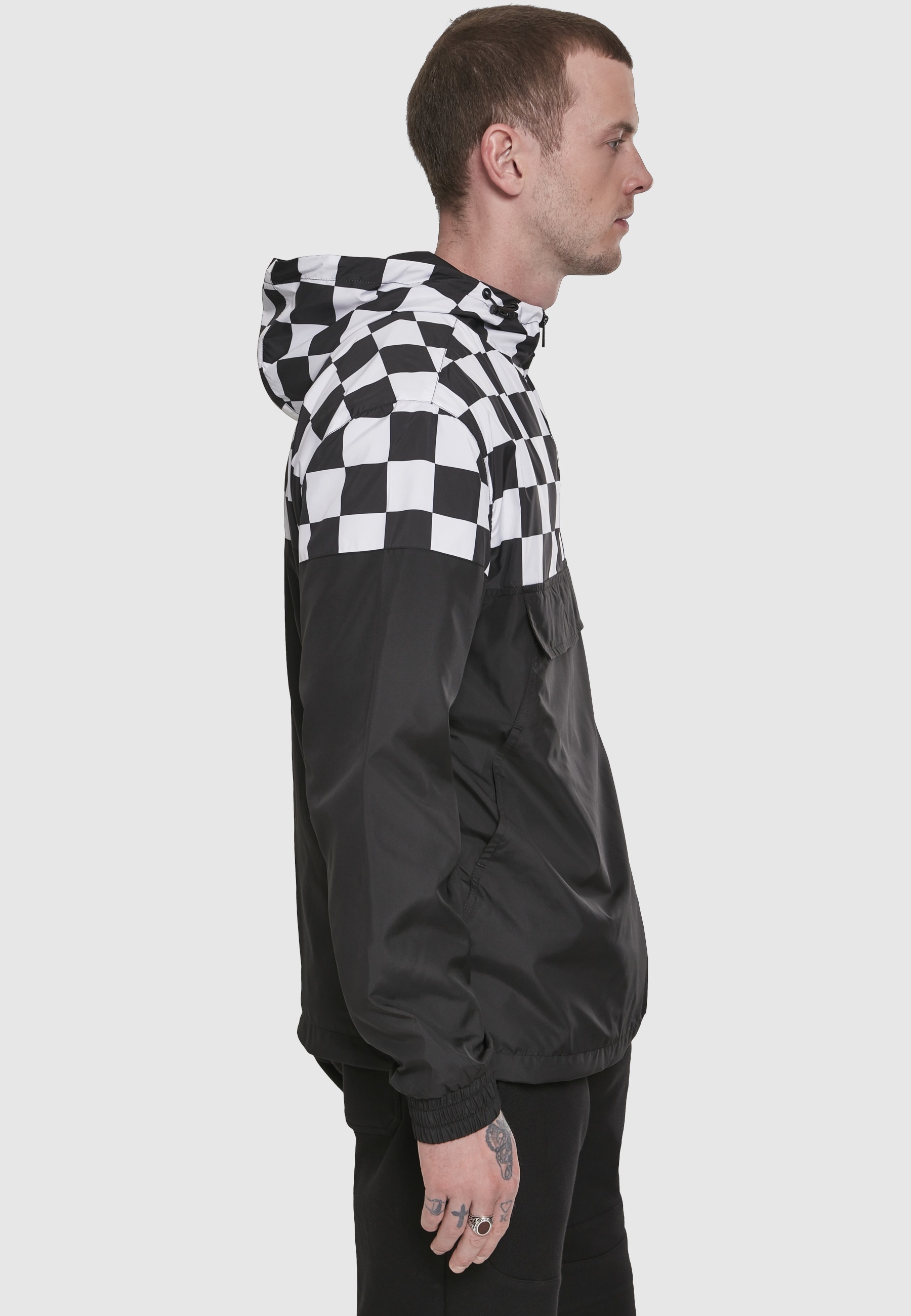 URBAN CLASSICS Langmantel »Urban Classics Herren Check Pull Over Jacket«