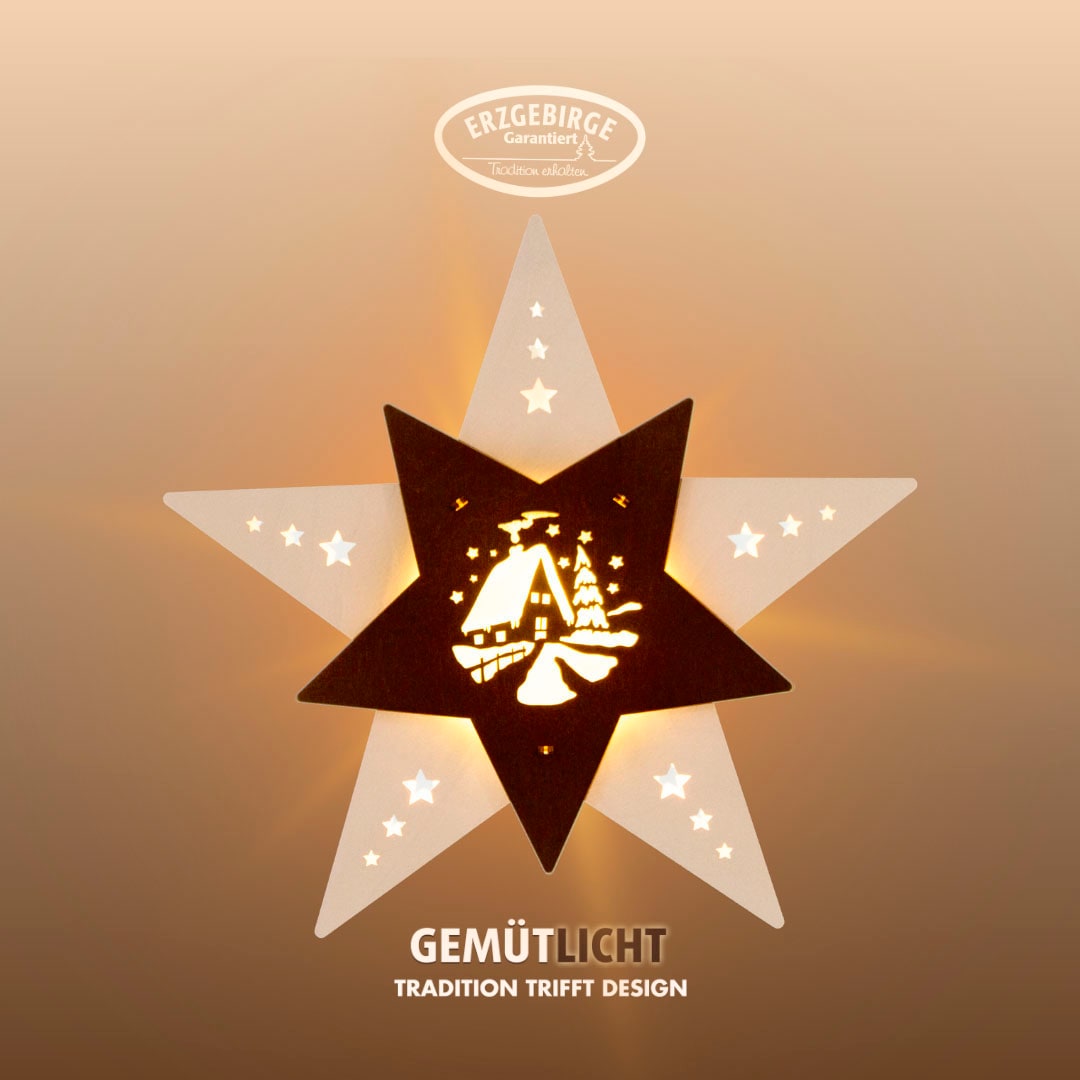 Weigla Dekostern "LED Waldhütte, beleuchtetes Fensterbild, WEIẞ-BRAUN, Made günstig online kaufen