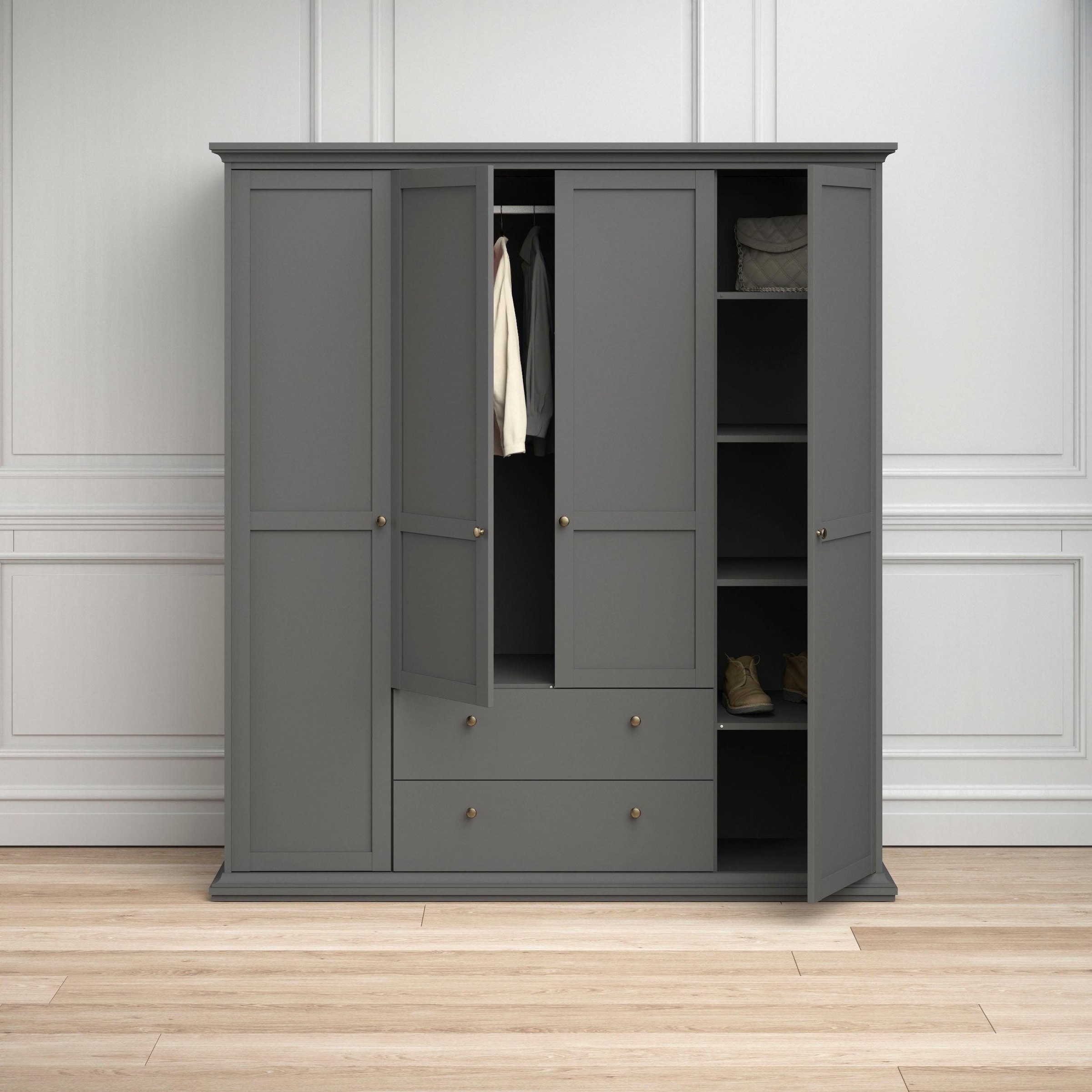 Home affaire Kleiderschrank »Paris«, im romatischen Landhaus-Stil aus  schönem Holzfurnier, Höhe 200,5 cm | BAUR | Kleiderschränke