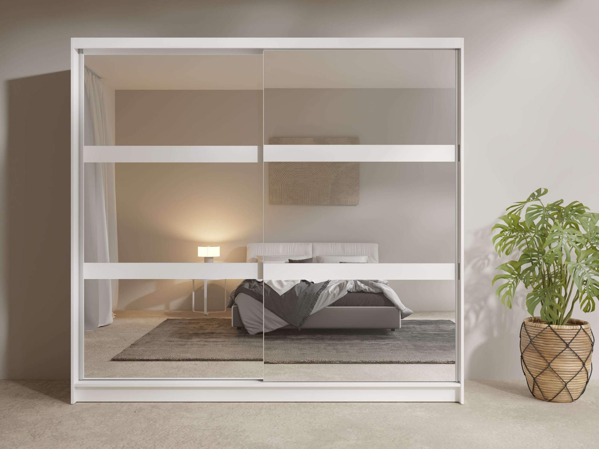 OTTO home Kleiderschrank "Greti Garderobe mit 2 Schiebetüren, Spiegel, Maße B/T/H: 180/59/209 cm" 2-türiger Kleiderschrank mit Spiegeln, Einlegeböden und Kleiderstangen