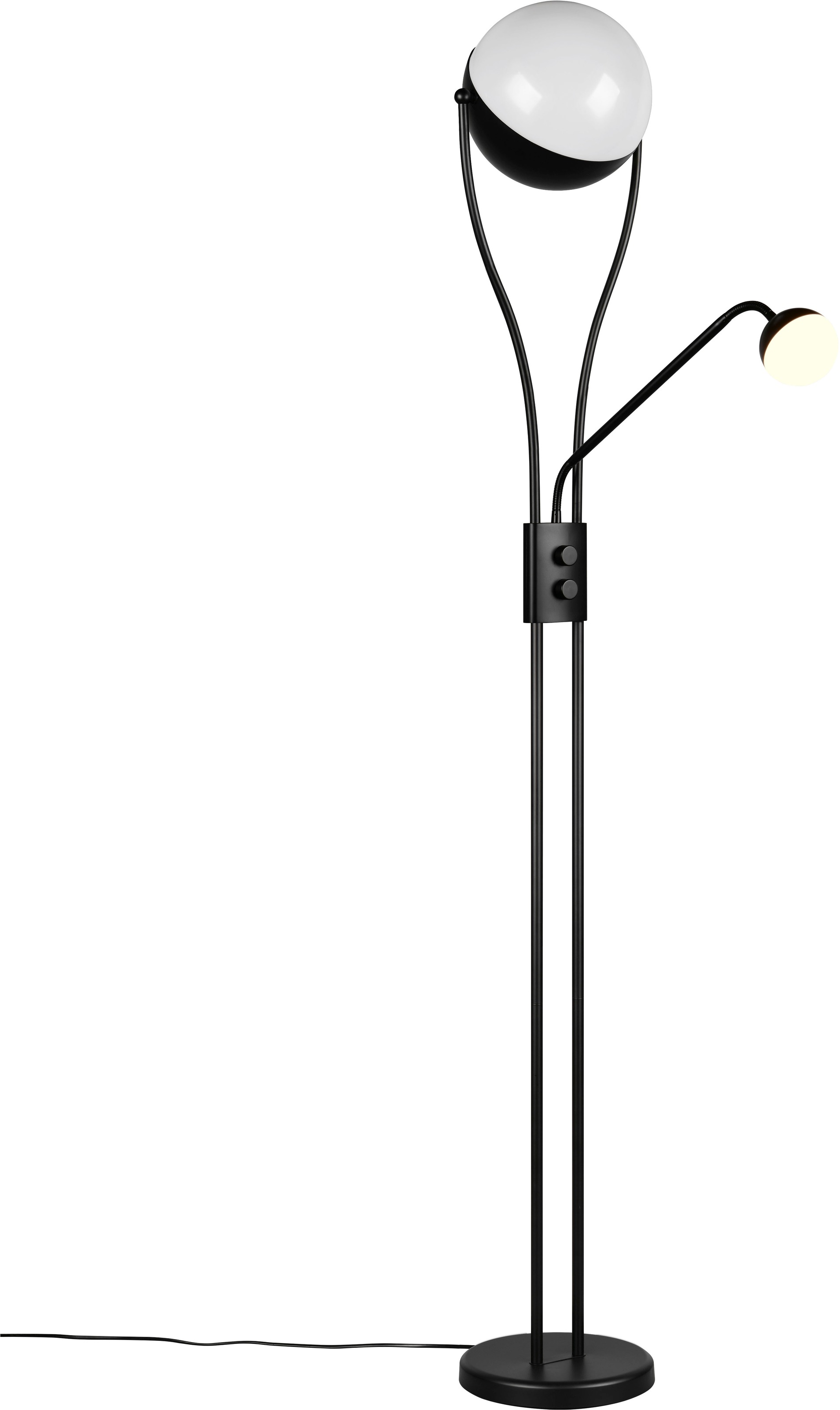 TRIO Leuchten LED Stehlampe »CHRIS, LED Stehleuchte Höhe 180cm, mit Lesearm, Drehdimmer«, 2 flammig, Leuchtmittel LED-Board-LED-Board | LED fest integriert-LED fest integriert, flexibles Leselicht getrennt schalten + dimmen, warmweißes Licht 3000K
