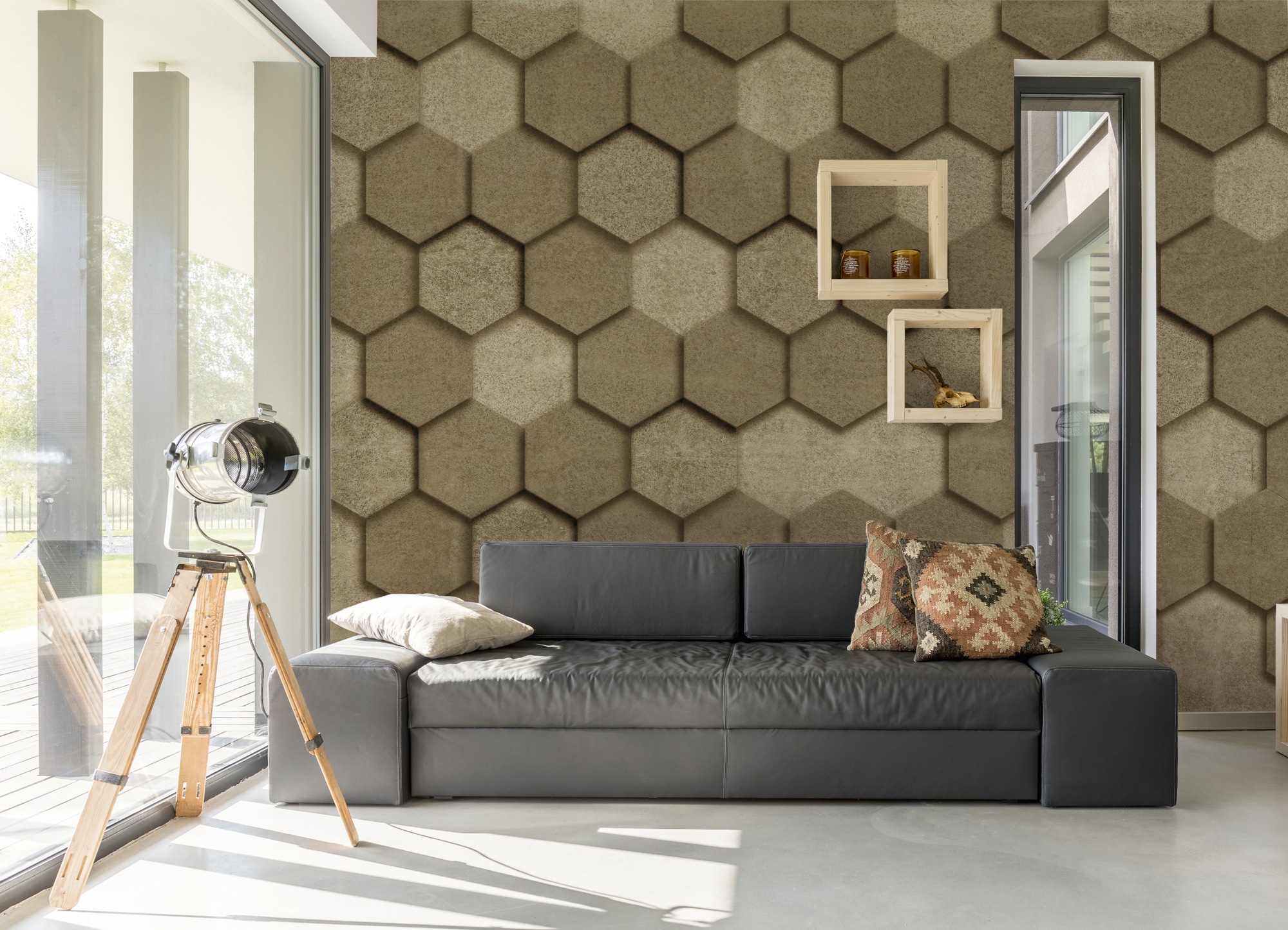 A.S. Création Vliestapete "3D-Tapete Wabenmuster Beige Betonoptik hexagon" matt strukturiert