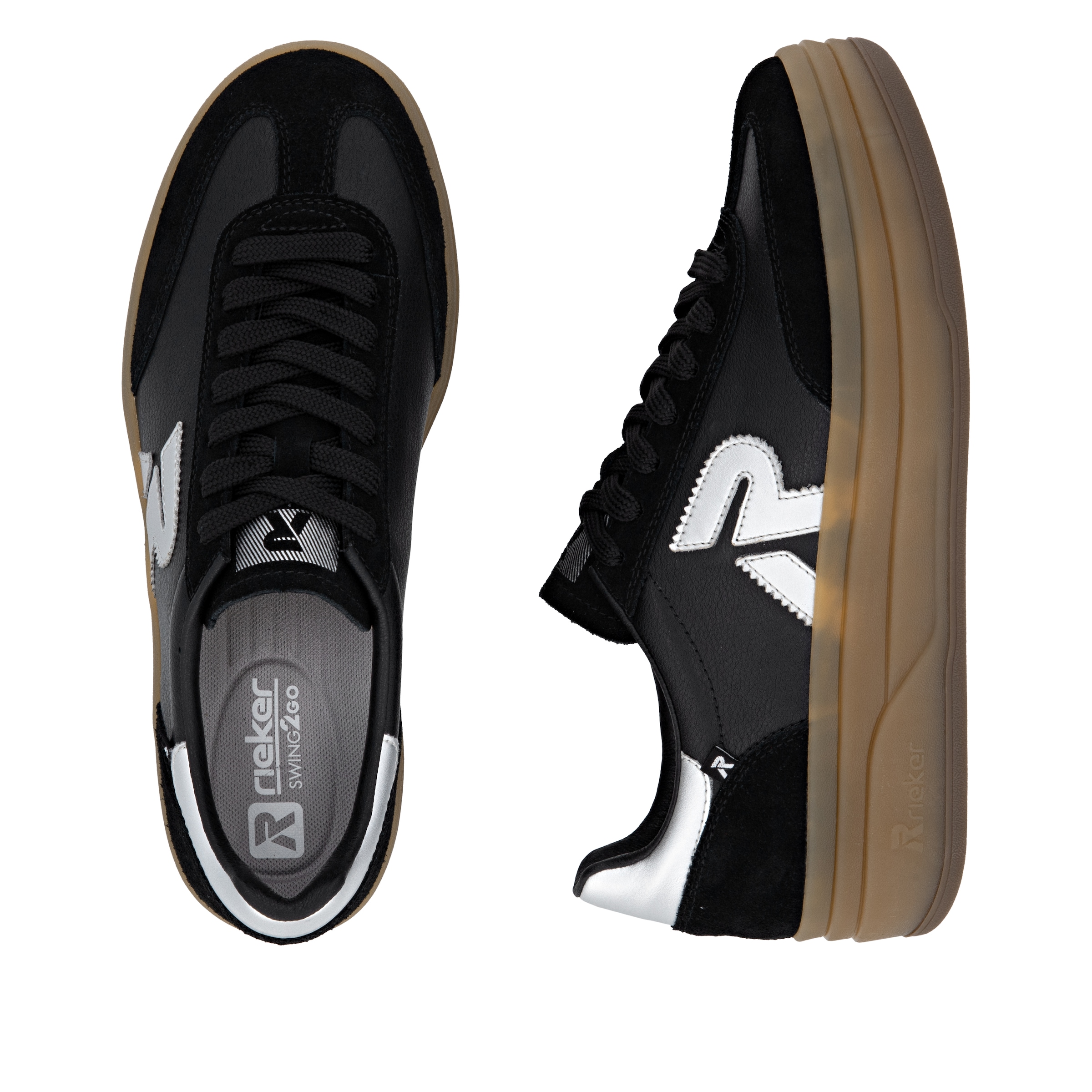 RIEKER Sport Plateausneaker »Swing2GO«, Retro-Sneaker, Schnürschuh, Halbschuh mit trendiger Plateausohle