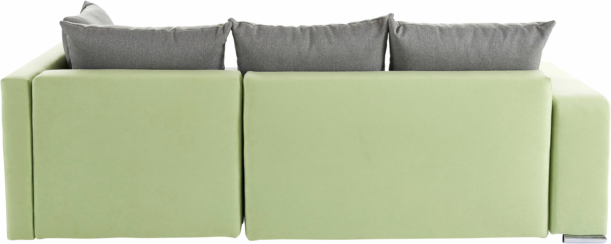 Ecksofa John mit Bettfunktion, Bettkasten und Regalarmteil