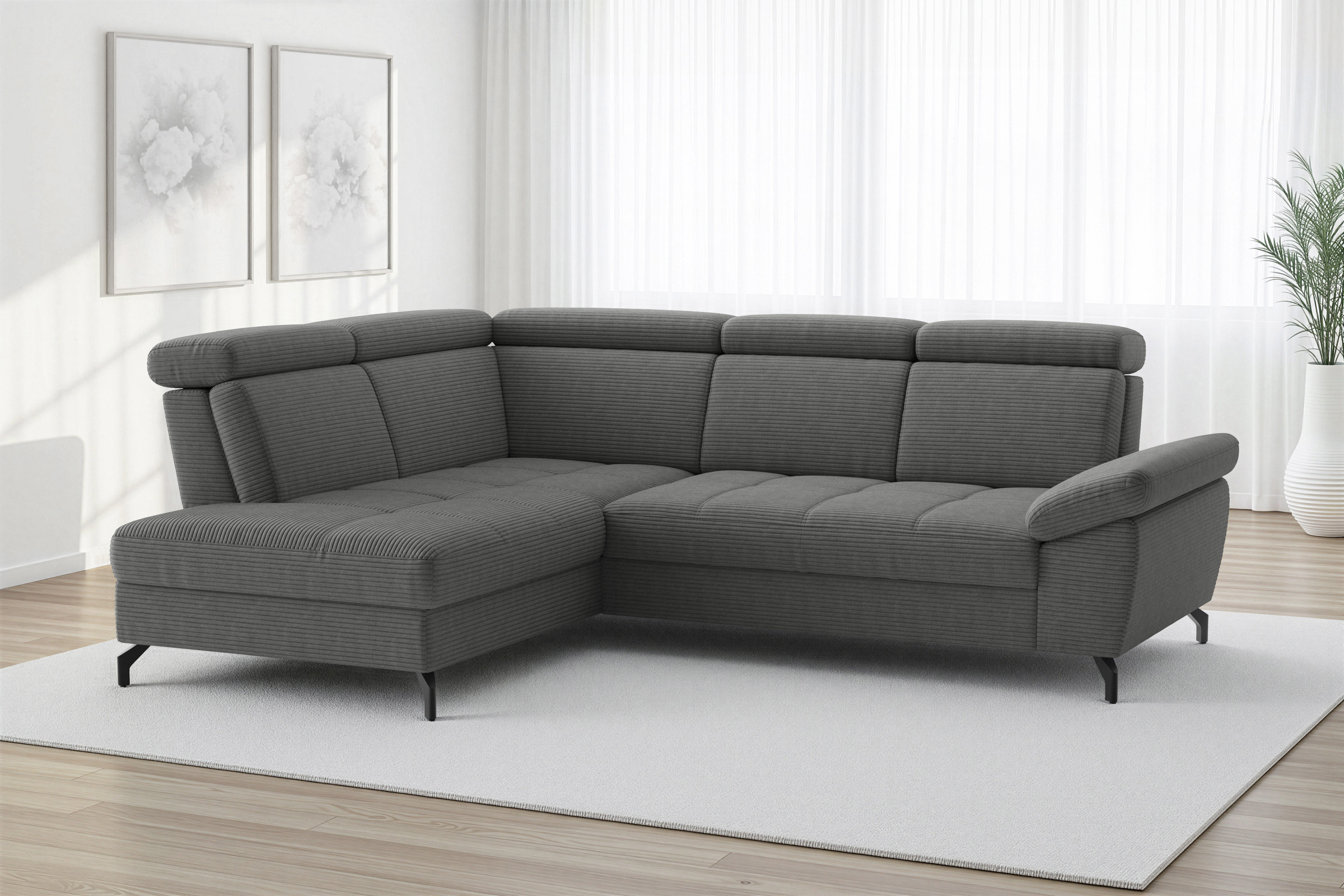 sit&more Ecksofa "Vanity; L-Form, B. 254 cm" Inkl.Sitz-,Kopf-und Armteilverstellung