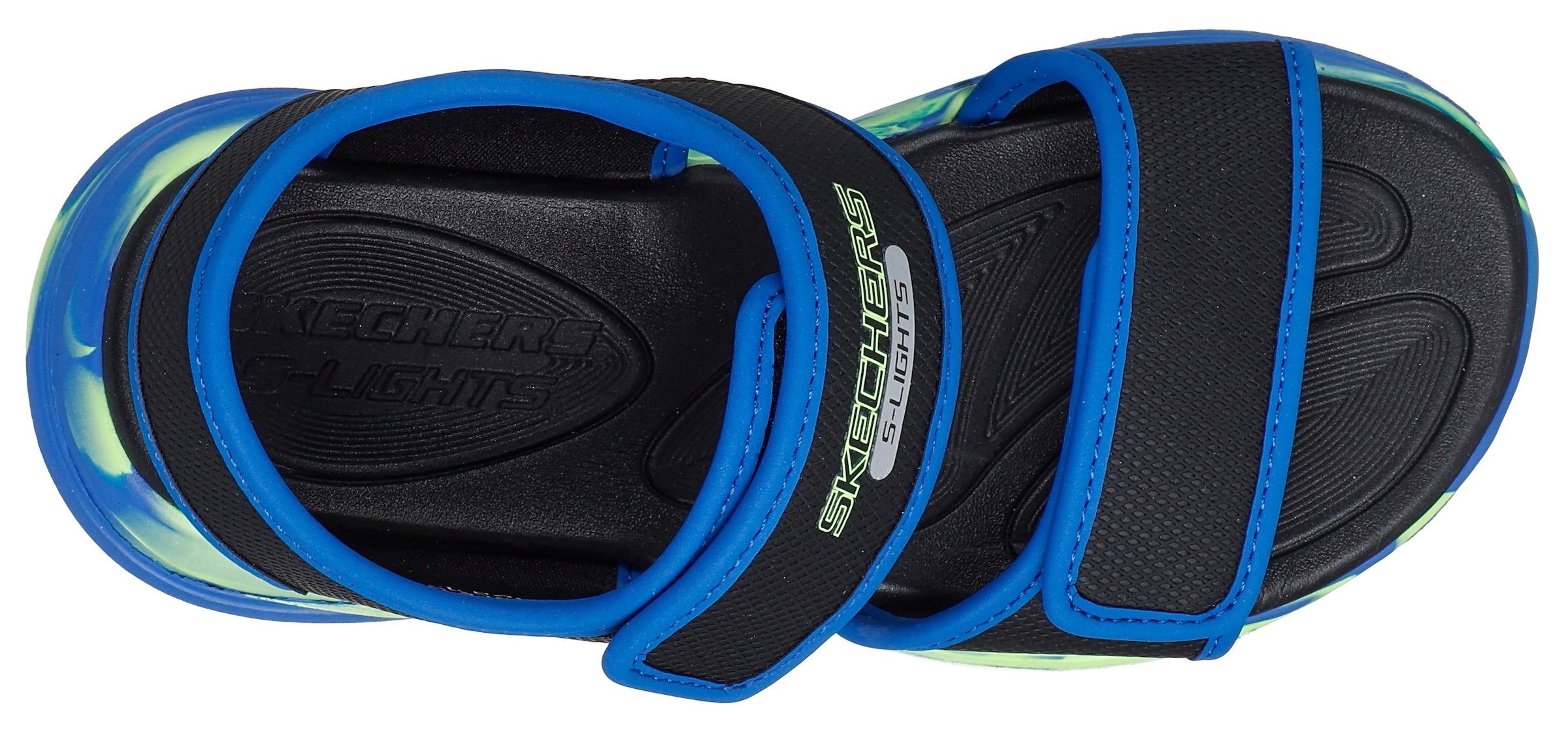 Skechers Sandale »SOLA GLOW SANDAL«, Sandale mit Klettverschluss+Blinkfunk., Größenschablone zum Download