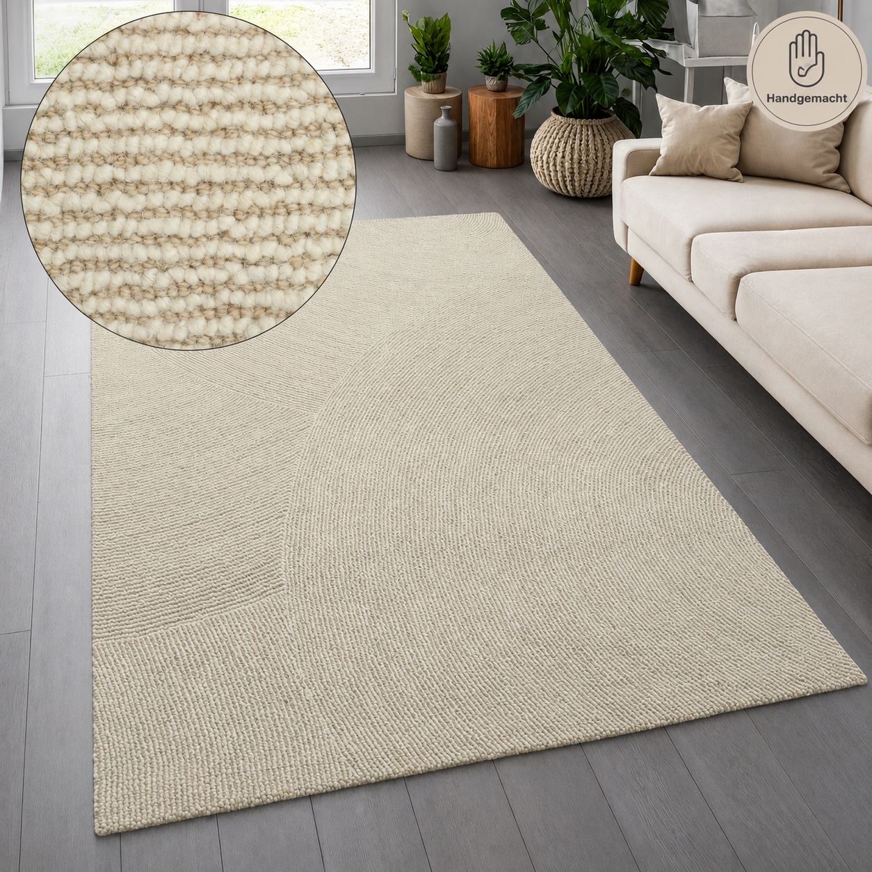 OTTO home Wollteppich "Liviaa, handgewebt, Wolle" rechteckig 18 mm Höhe Zen, Skandi, Hygge, Natur, Wohnzimmer, Schlafzimmer, Esszimmer