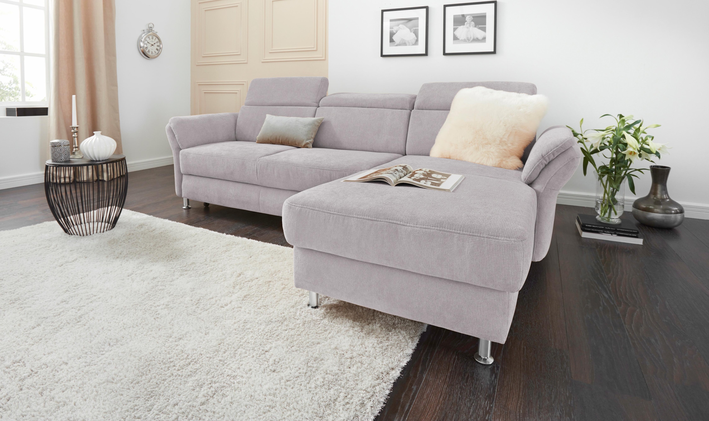 sit&more Ecksofa "Avignon L-Form", Kopfteilverstellung, wahlweise mit Bettfunktion und Bettkasten