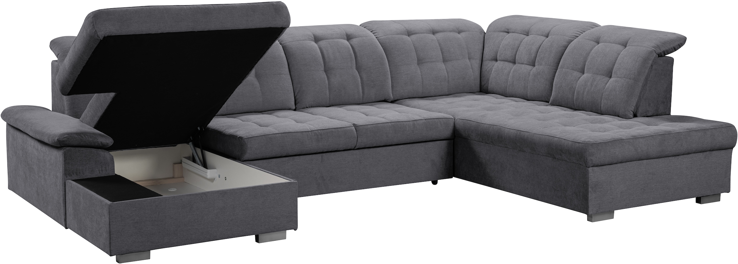 WERK2 Wohnlandschaft »Kordula-New Multifunktion Couch, Breite 332cm, U-Form« Sofa in U-Form mit Schlaffunktion & Bettkasten, Schlafcouch