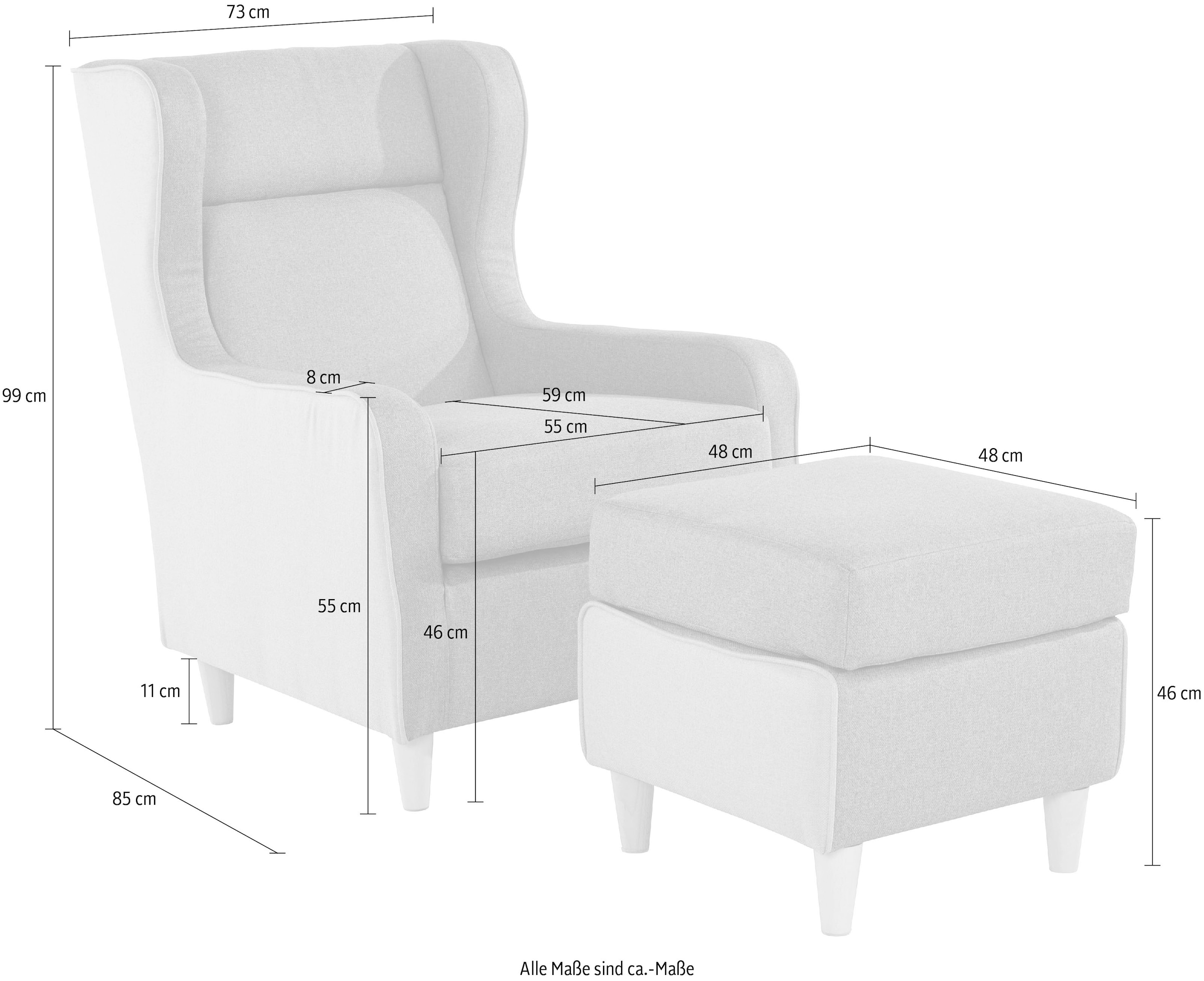 INOSIGN Ohrensessel »Thisted«, farblich abgesetzt - modern und frisch, B/T/H: 73/85/99