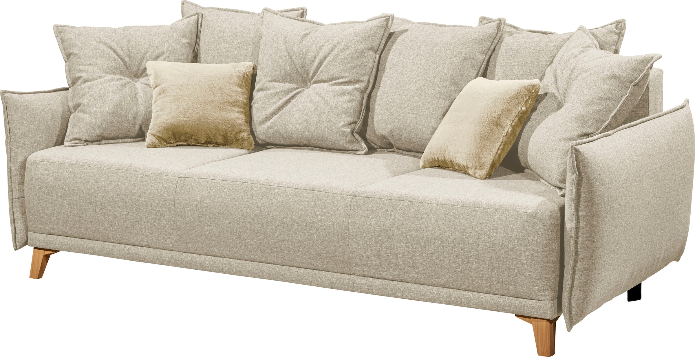 ED EXCITING DESIGN Schlafsofa »Pamplona«, mit Bettfunktion, Bettkasten, Rücken- und Zierkissen, frei im Raum