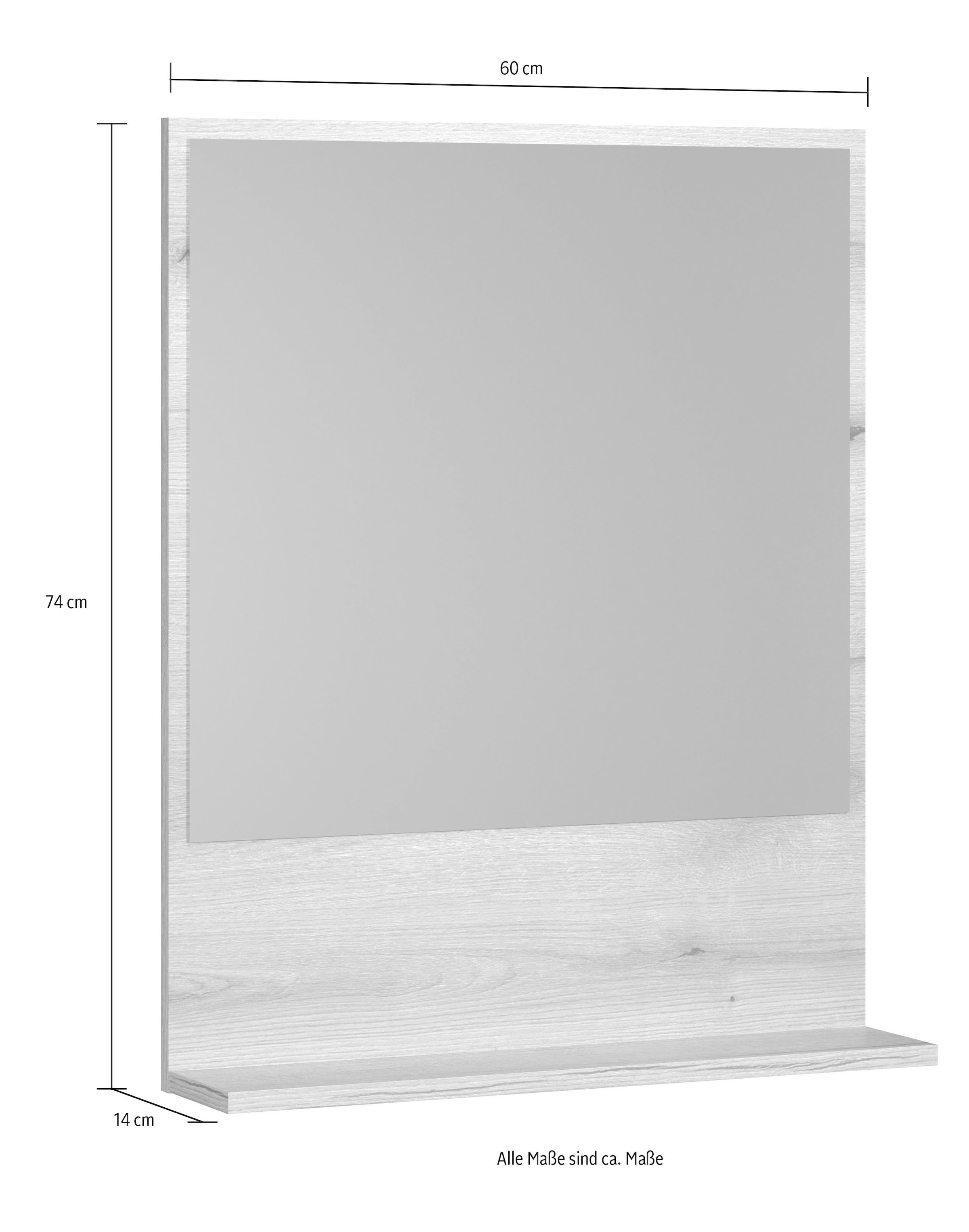 welltime Badspiegel »Amrum« Wandspiegel mit Ablage - (B/T/H) wahlweise 60 bis 80/14/74 cm