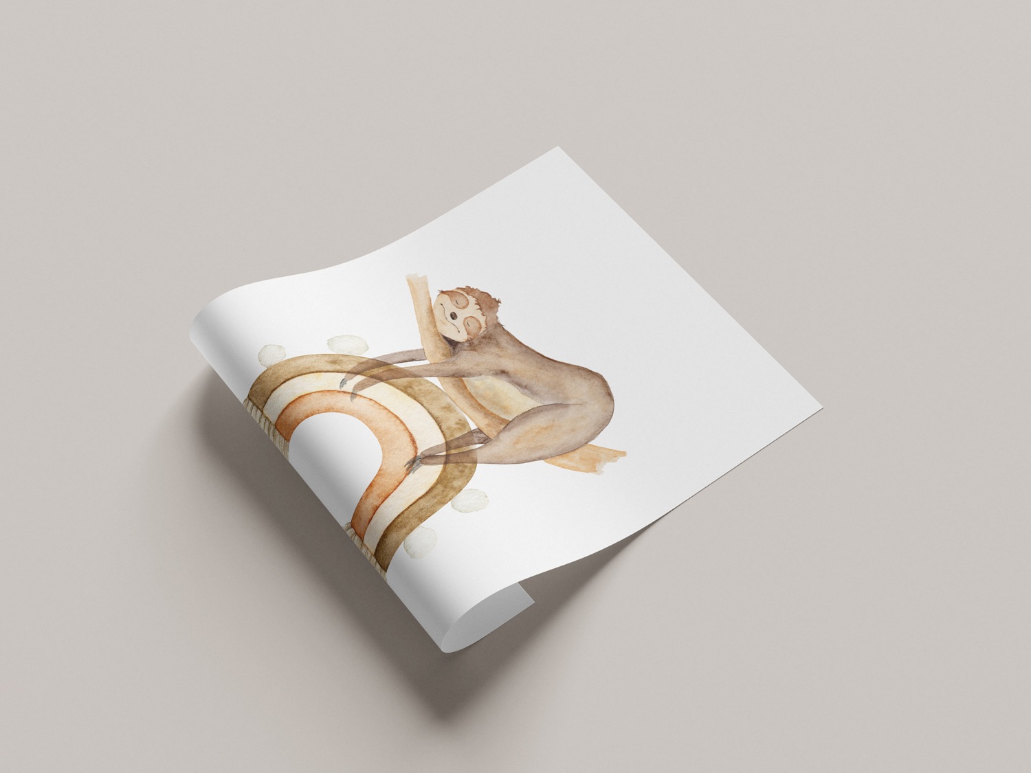 Lüttenhütt Poster "Liegendes Faultier auf Regenbogen", Fantasy-Faultier-Tie günstig online kaufen