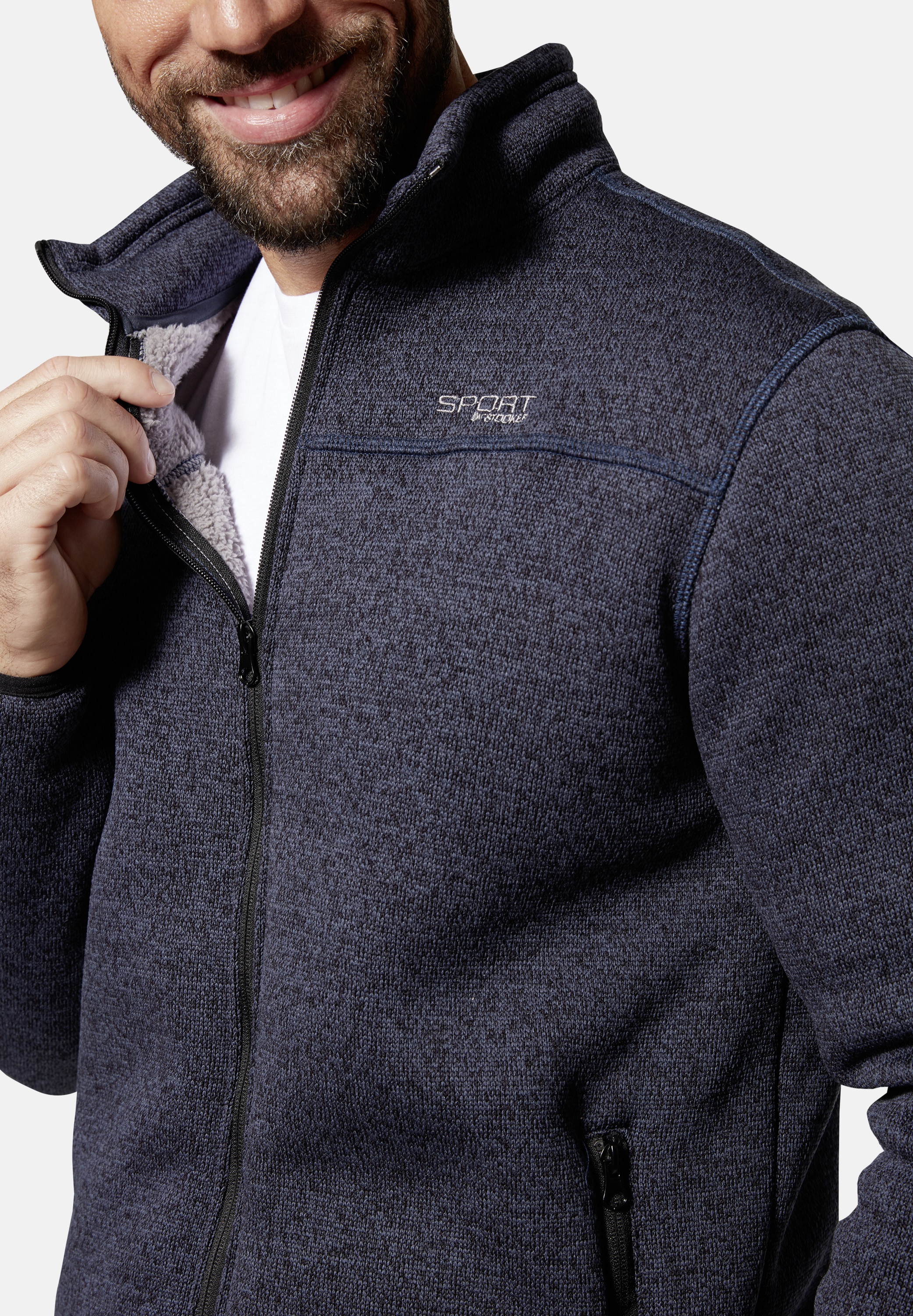 HERO by John Medoox Sweatjacke »Sherpajacke Hero by John Medoox Trend«, Sherpa fleece Straight Fit Casual Sherpa für Herren