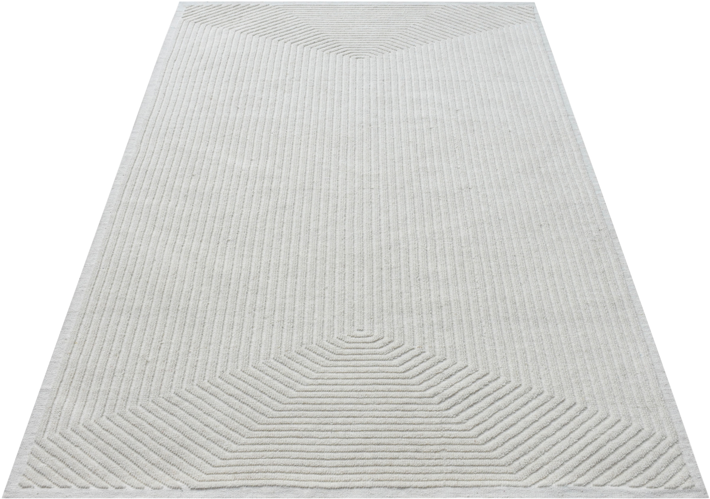 my home Wollteppich »Sola,  Wolle, Hoch-Tief-Struktur, maschinell gewebt« rechteckig 12 mm Höhe einfarbig, Wolle, Teppich, Wohnzimmer, Schlafzimmer, Esszimmer