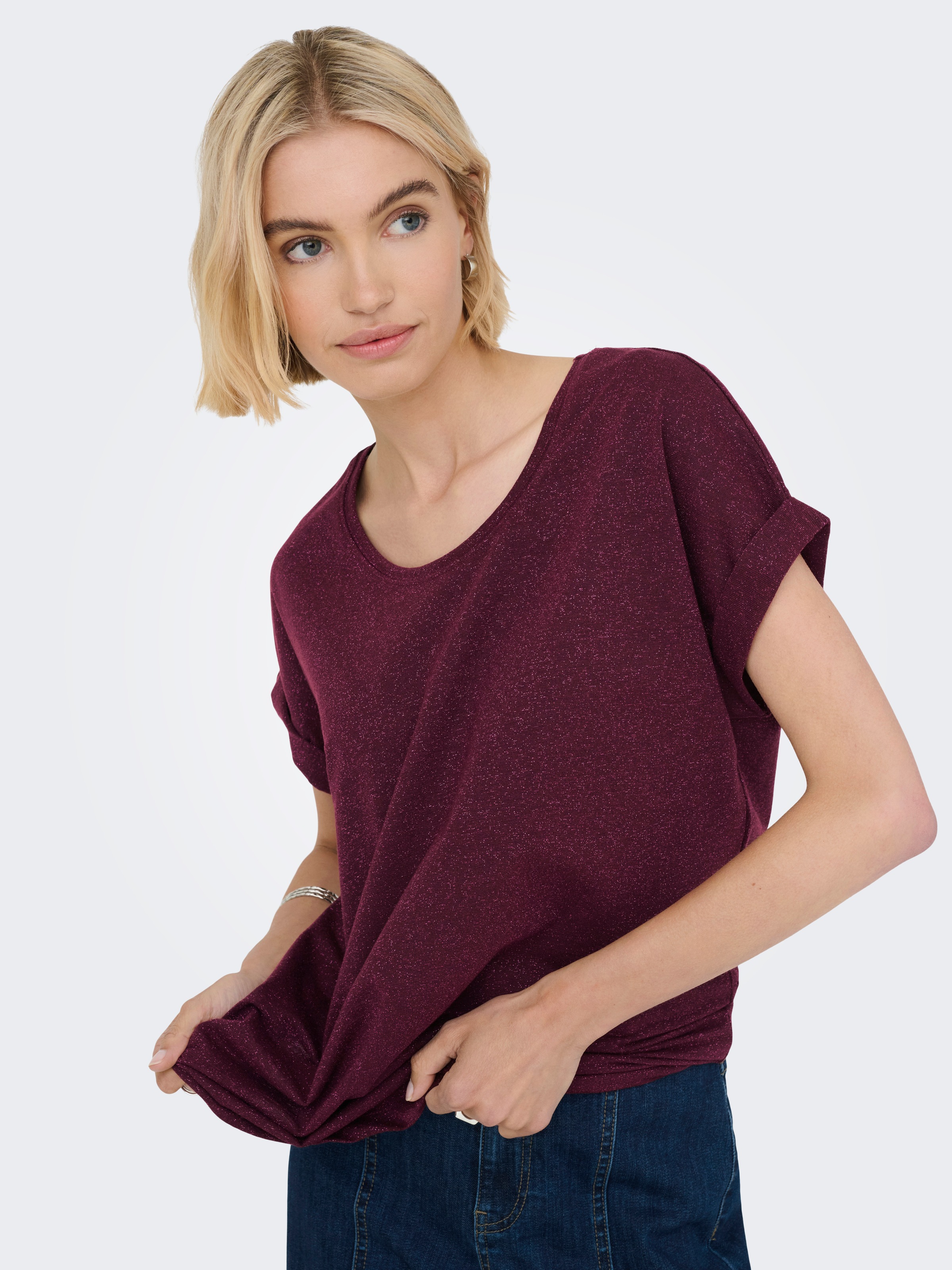 ONLY Kurzarmshirt "ONLMOSTER GLITTER S/S TOP NOOS JRS", mit Glitzerdetail günstig online kaufen